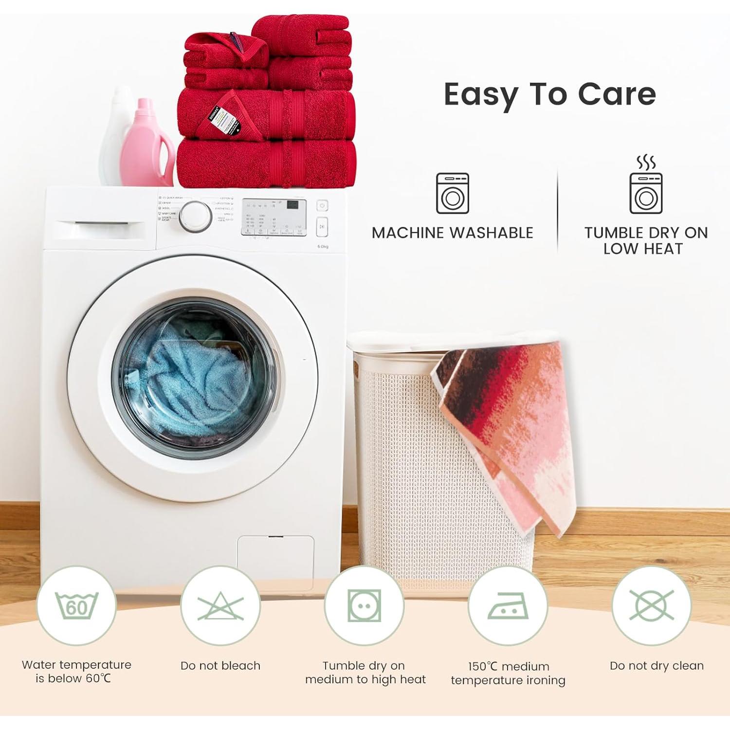 Conjunto de Toallas SEMAXE 6 Piezas 100% Algodón Rojo 600GSM