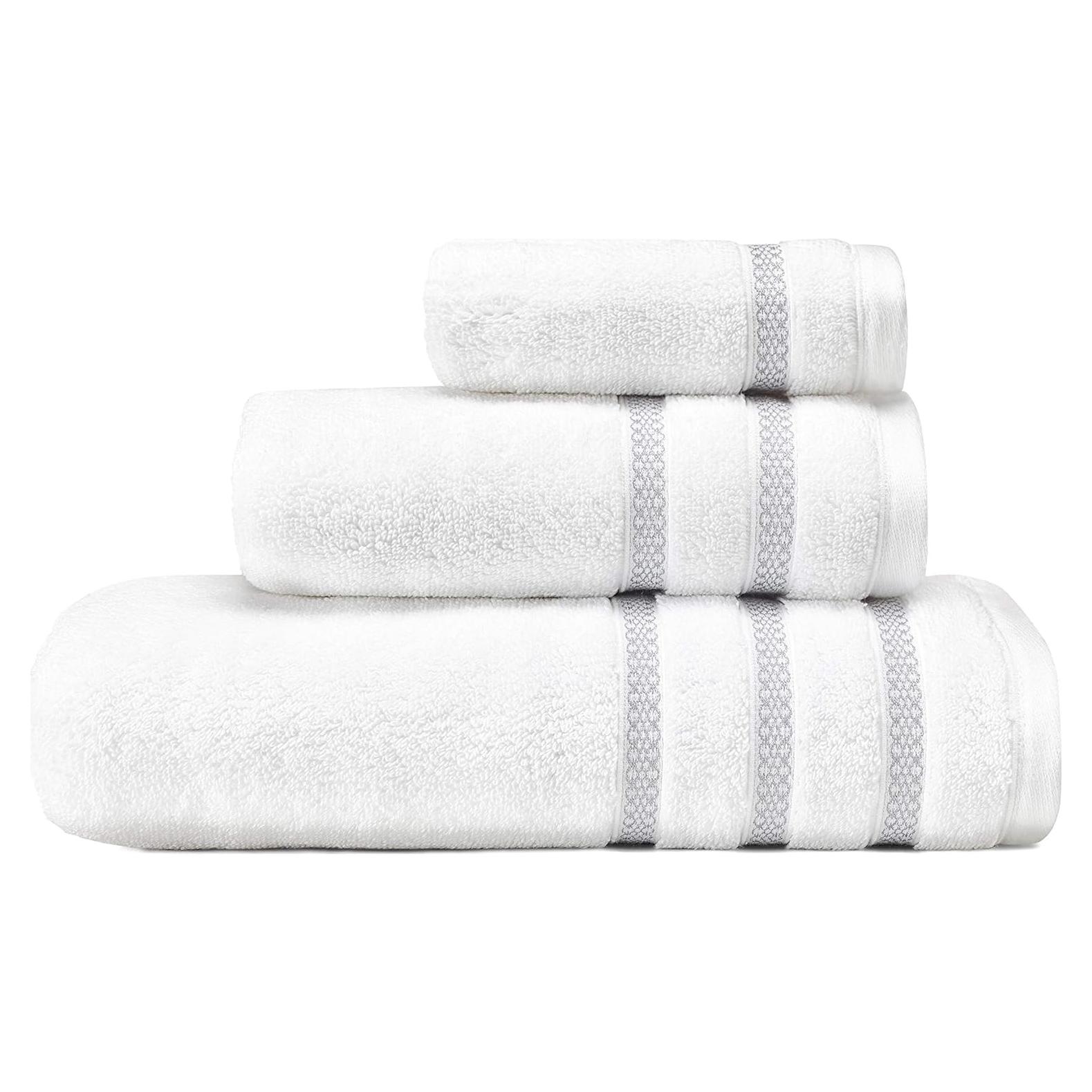 Juego de Toallas de Baño Vera Wang 3 Piezas Algodón Gris