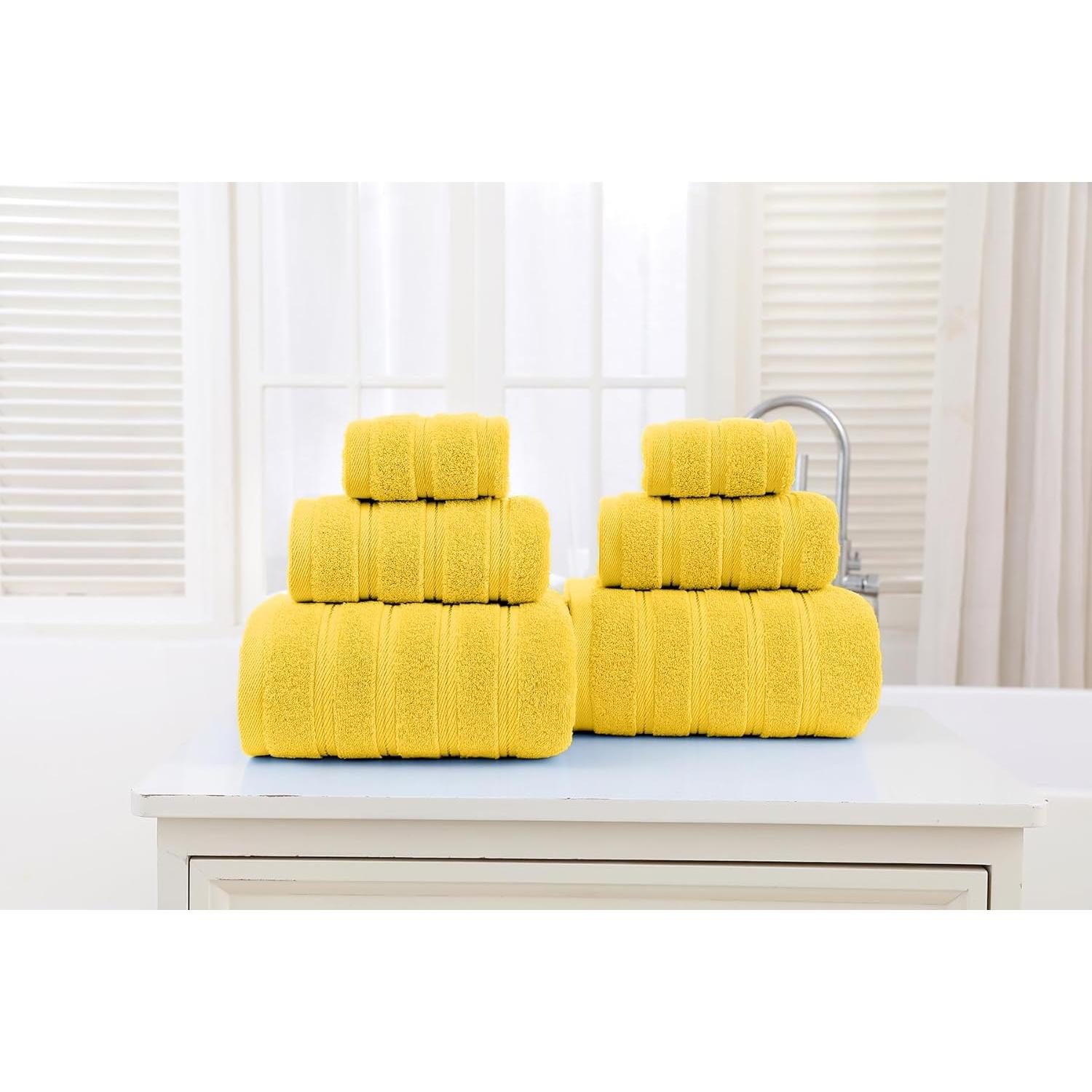 Juego de Toallas de Baño ZISH - 6 Piezas Algodón Turco Amarillo