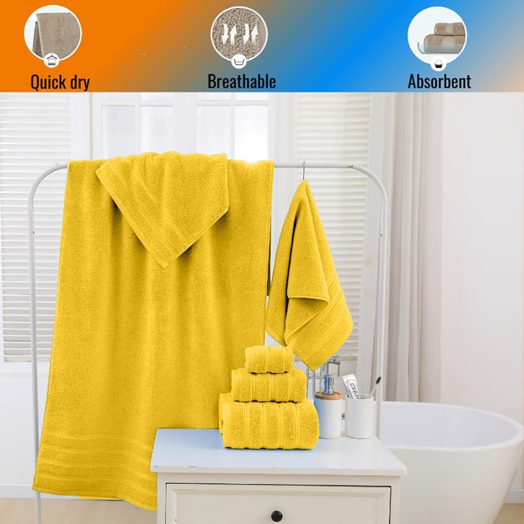Juego de Toallas de Baño ZISH - 6 Piezas Algodón Turco Amarillo