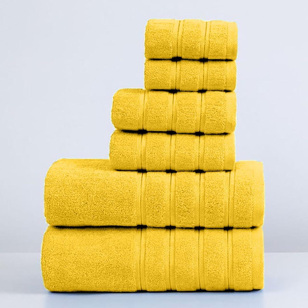 Juego de Toallas de Baño ZISH - 6 Piezas Algodón Turco Amarillo