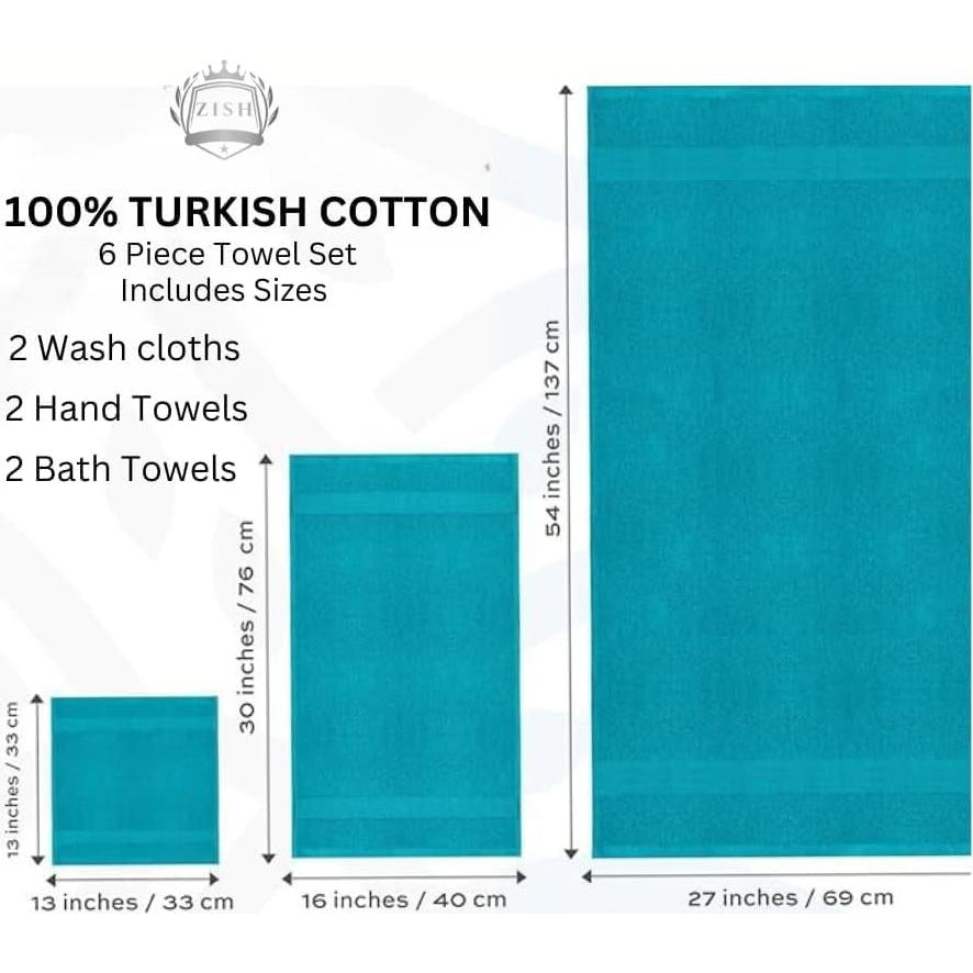 Juego de Toallas de Baño ZISH - 6 Piezas Algodón Turco Amarillo