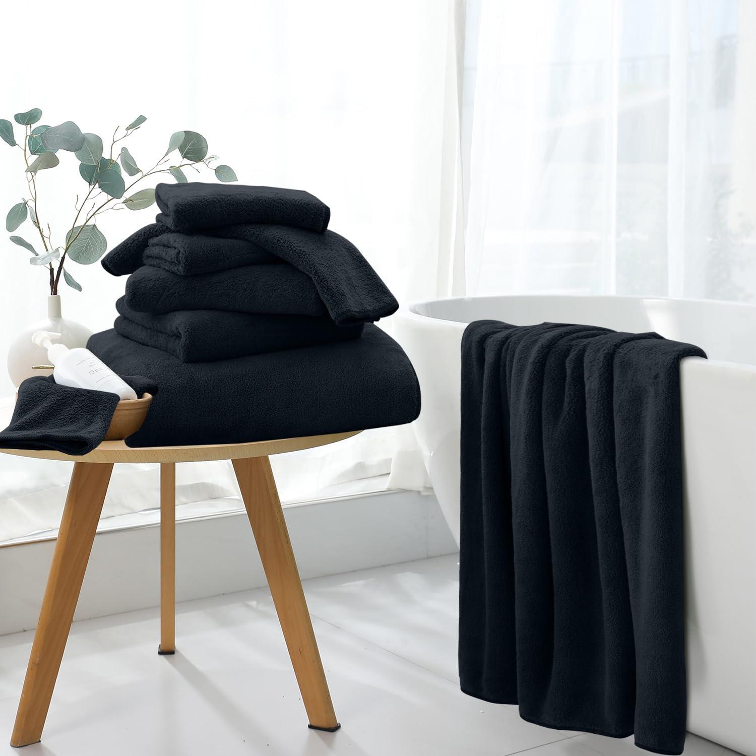 Juego de Toallas de Baño Extra Grande 4 Piezas MAGGEA Negro