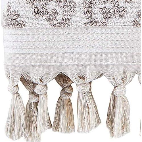 Juego de Toallas de Mano SKL Home Mirage Fringe 100% Algodón Taupe 40.6x66 cm