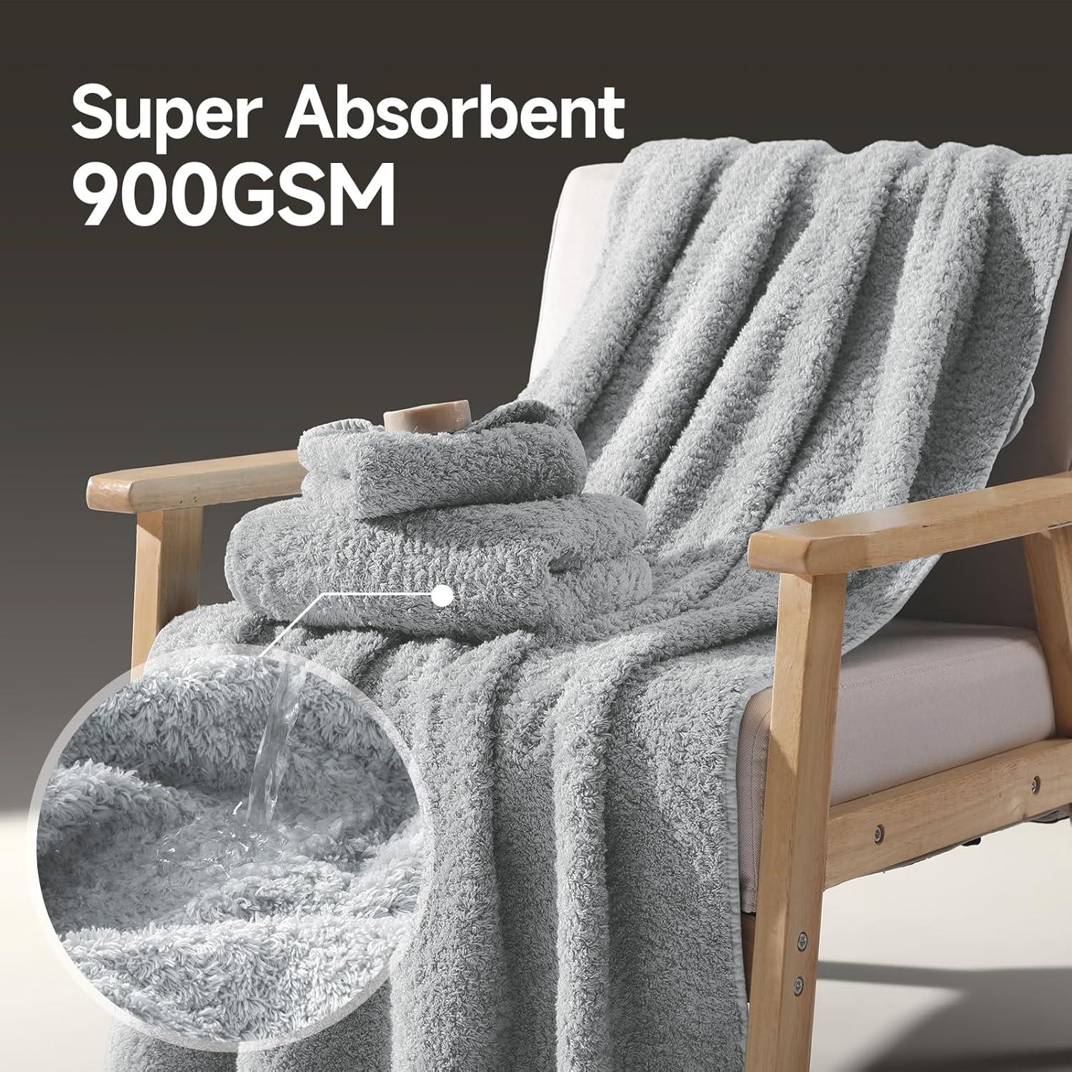 Juego de Toallas de Baño REDKISS 900GSM Algodón Premium 4 Piezas