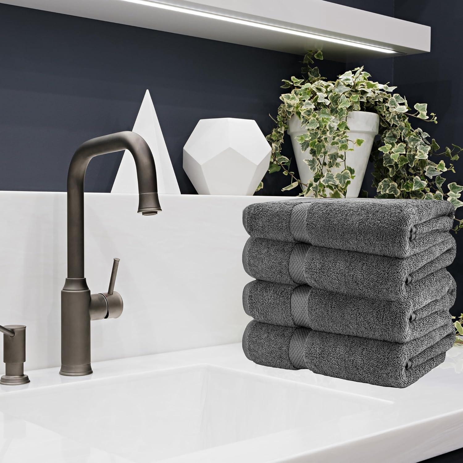 Sábanas de baño HERCULEAN 76.2x152.4 cm Pack 4 Algodón 100% Gris