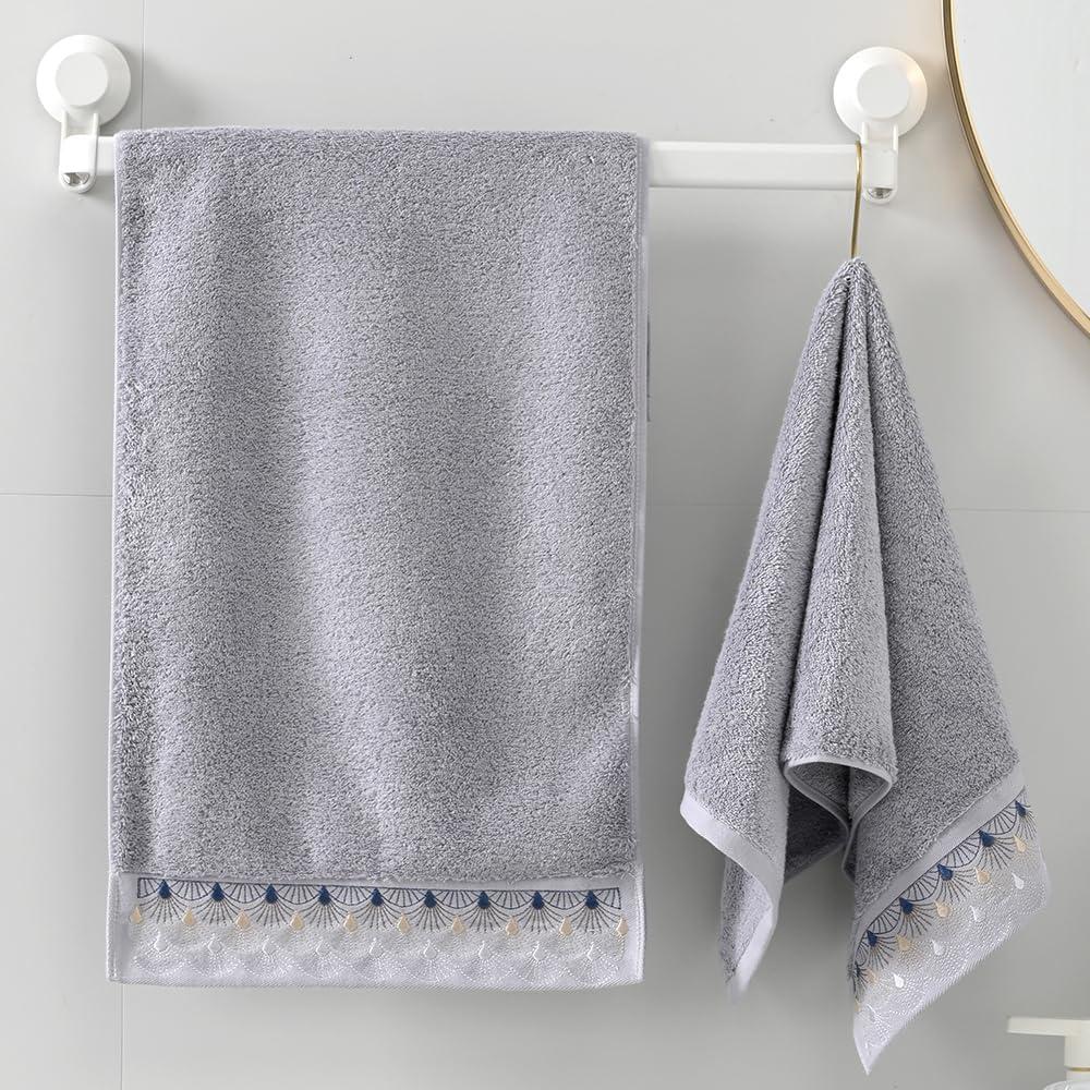 Juego de Toallas de Mano Absnuopt 2 Piezas 33x74cm Algodón Azul