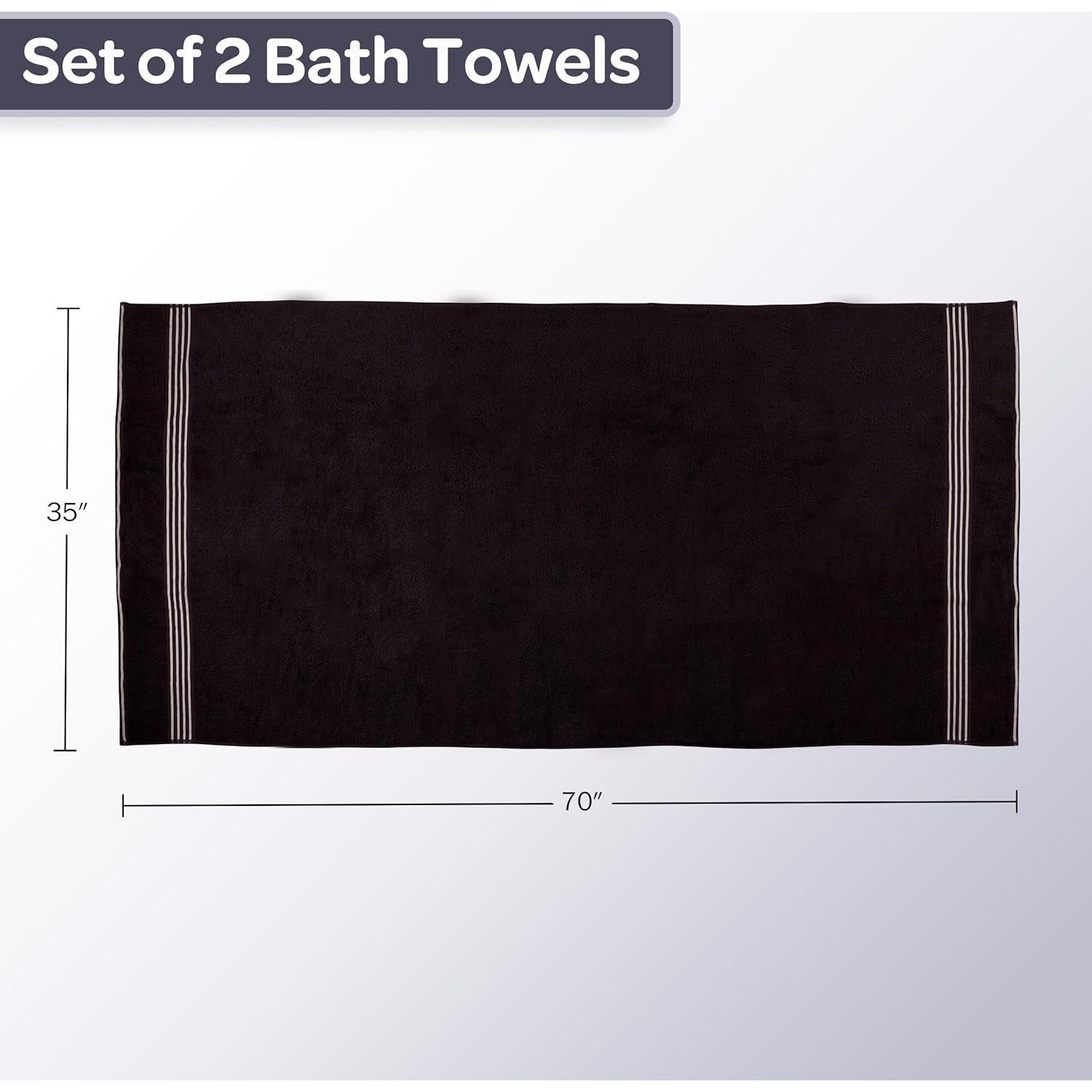 Juego de Toallas de Baño Lavish Home 2 Piezas 500GSM Negro