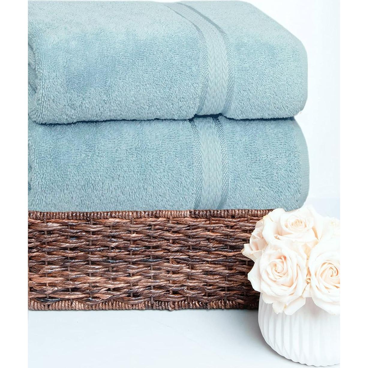 Toallas de Baño Ultra Suaves COTTON CRAFT - 89x178 cm - 2 Unidades - 100% Algodón - Azul Claro