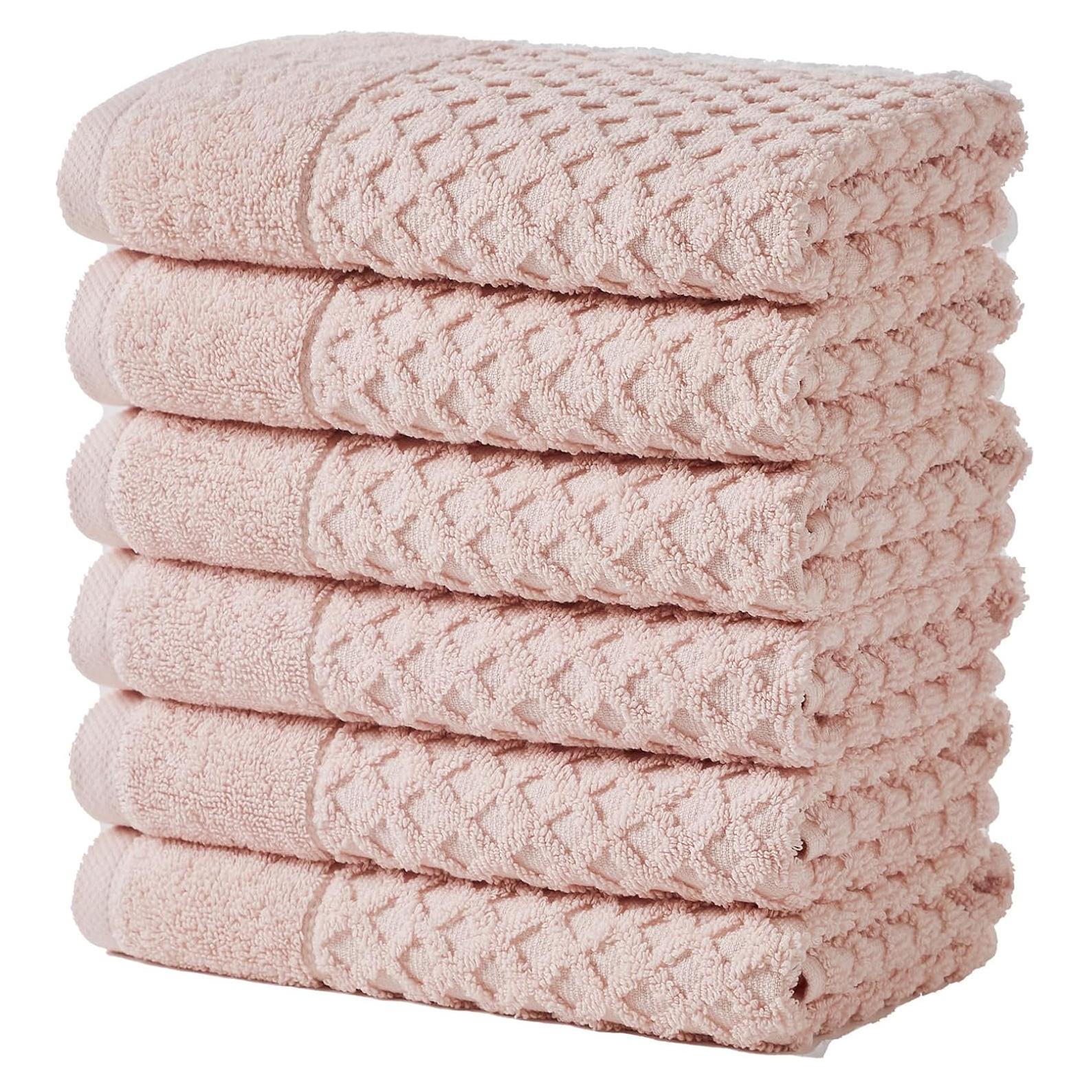 Toallas de Mano Great Bay Home 100% Algodón Rosa Pálido - 6 Unidades 66x41 cm