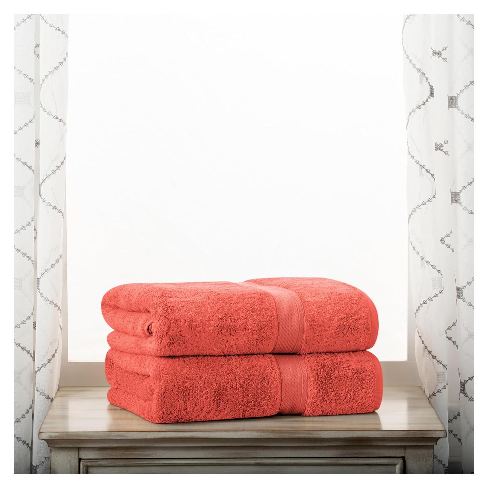 Juego de 2 Toallas de Baño Algodón Egipcio Superior Coral