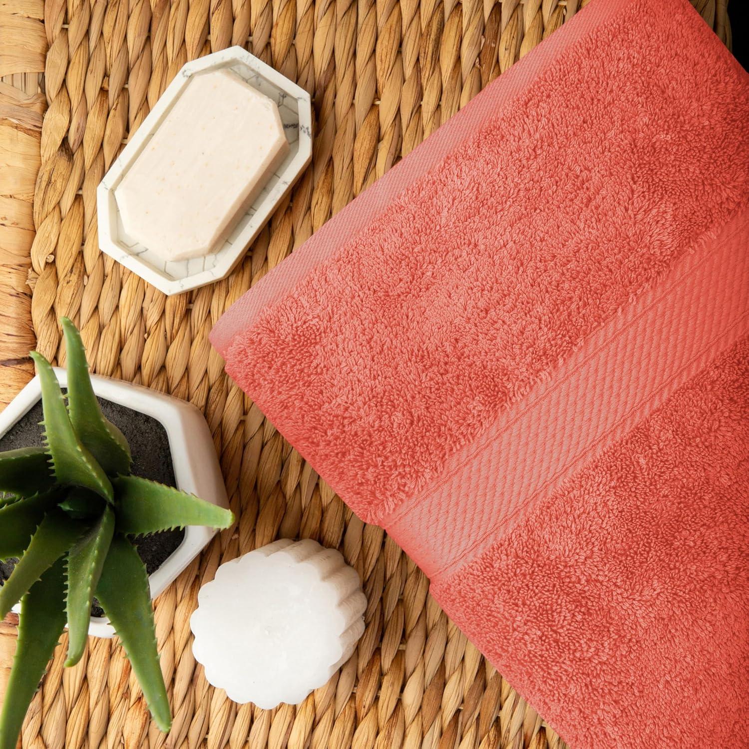 Juego de 2 Toallas de Baño Algodón Egipcio Superior Coral