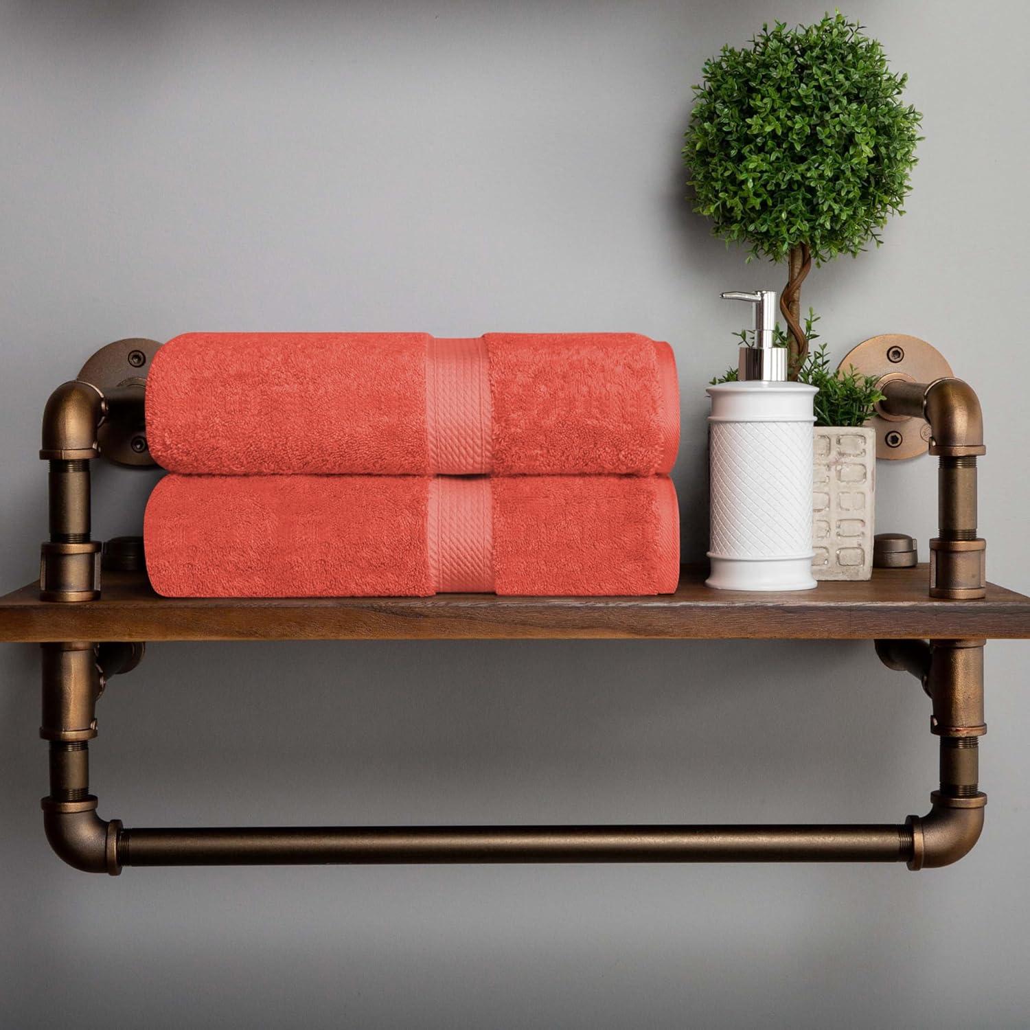 Juego de 2 Toallas de Baño Algodón Egipcio Superior Coral