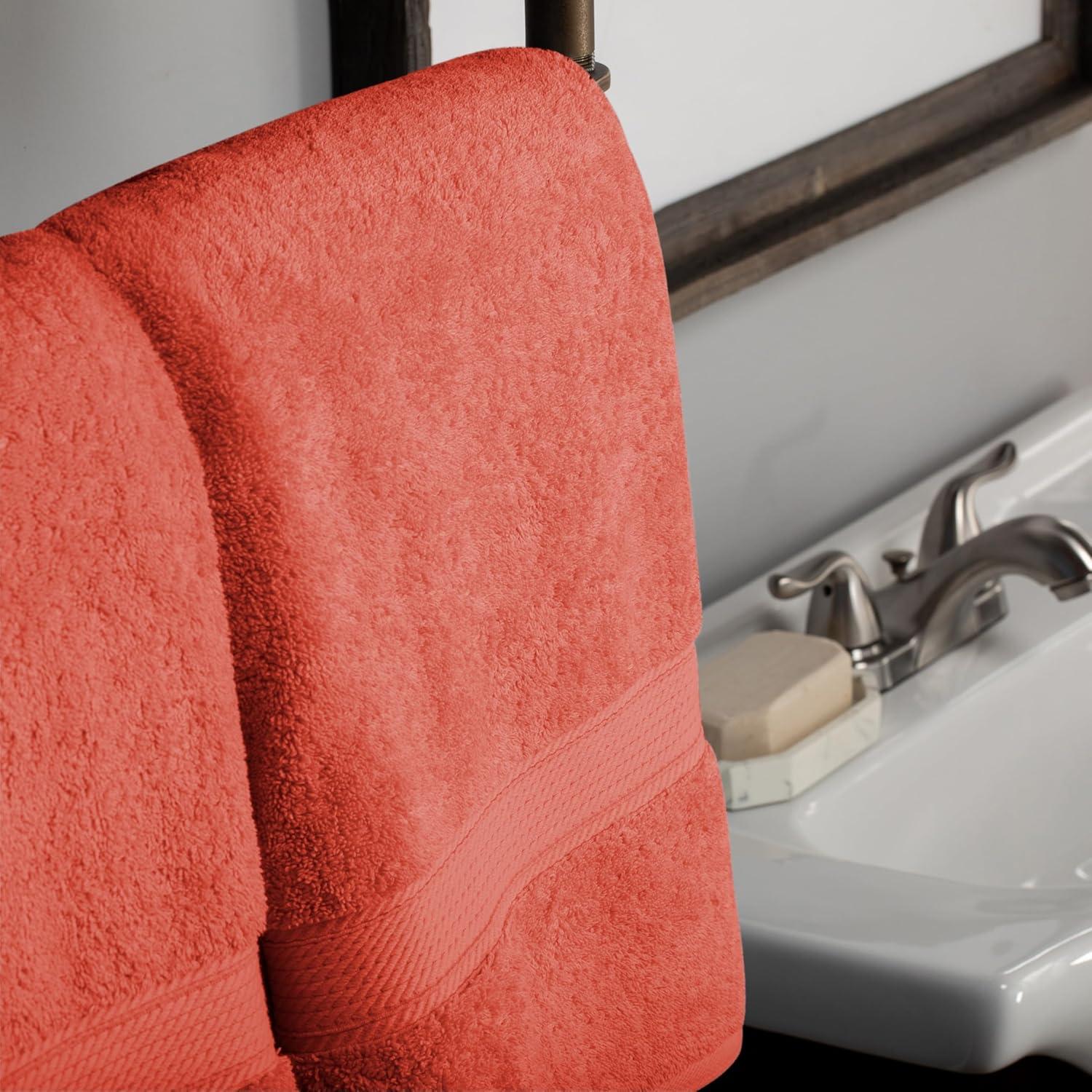 Juego de 2 Toallas de Baño Algodón Egipcio Superior Coral