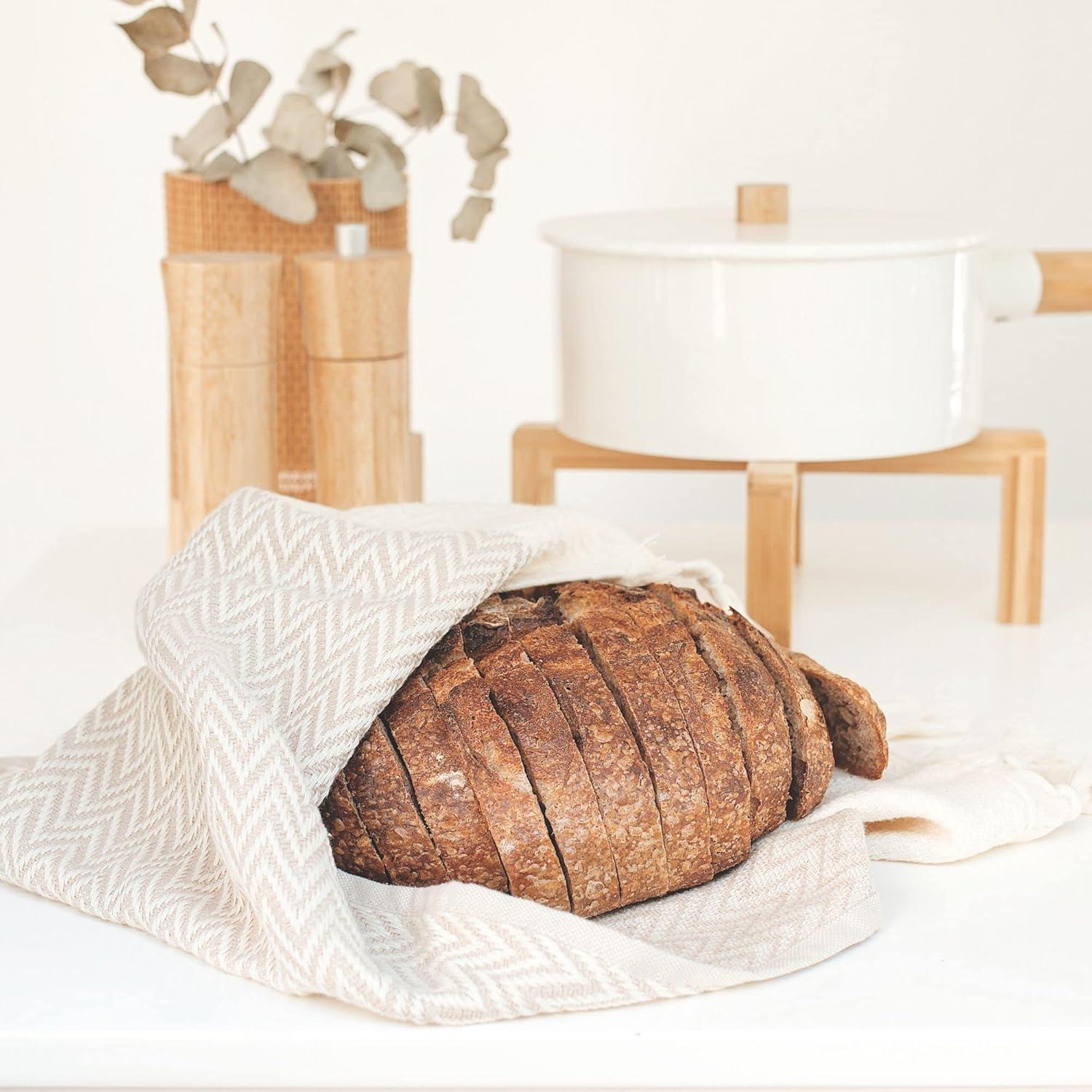 Toallas de Mano de Cocina Sea Me at Home Zig Zag 100% Algodón Beige Set de 2