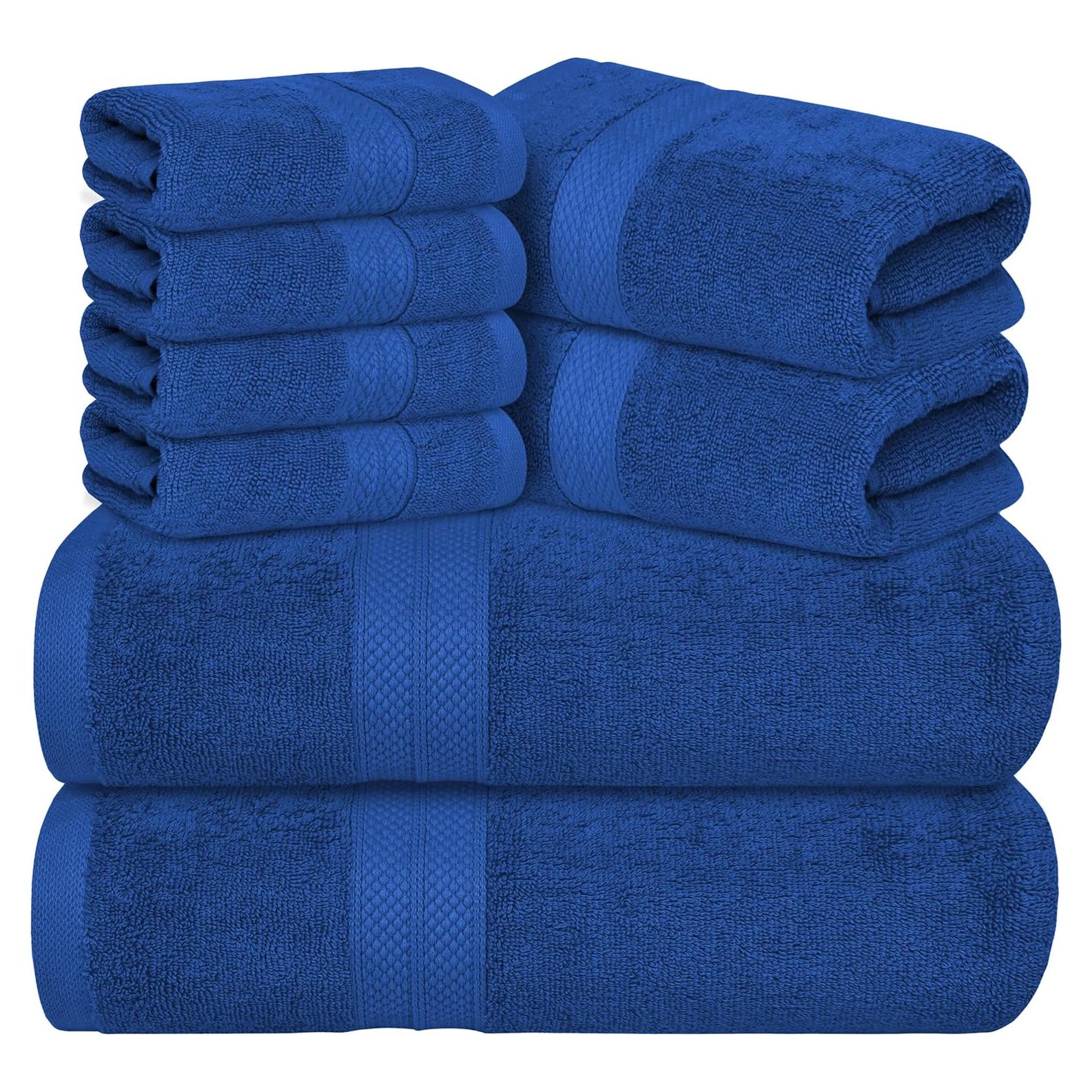 Juego de Toallas de Baño Avalon 8 Piezas 100% Algodón Azul Real