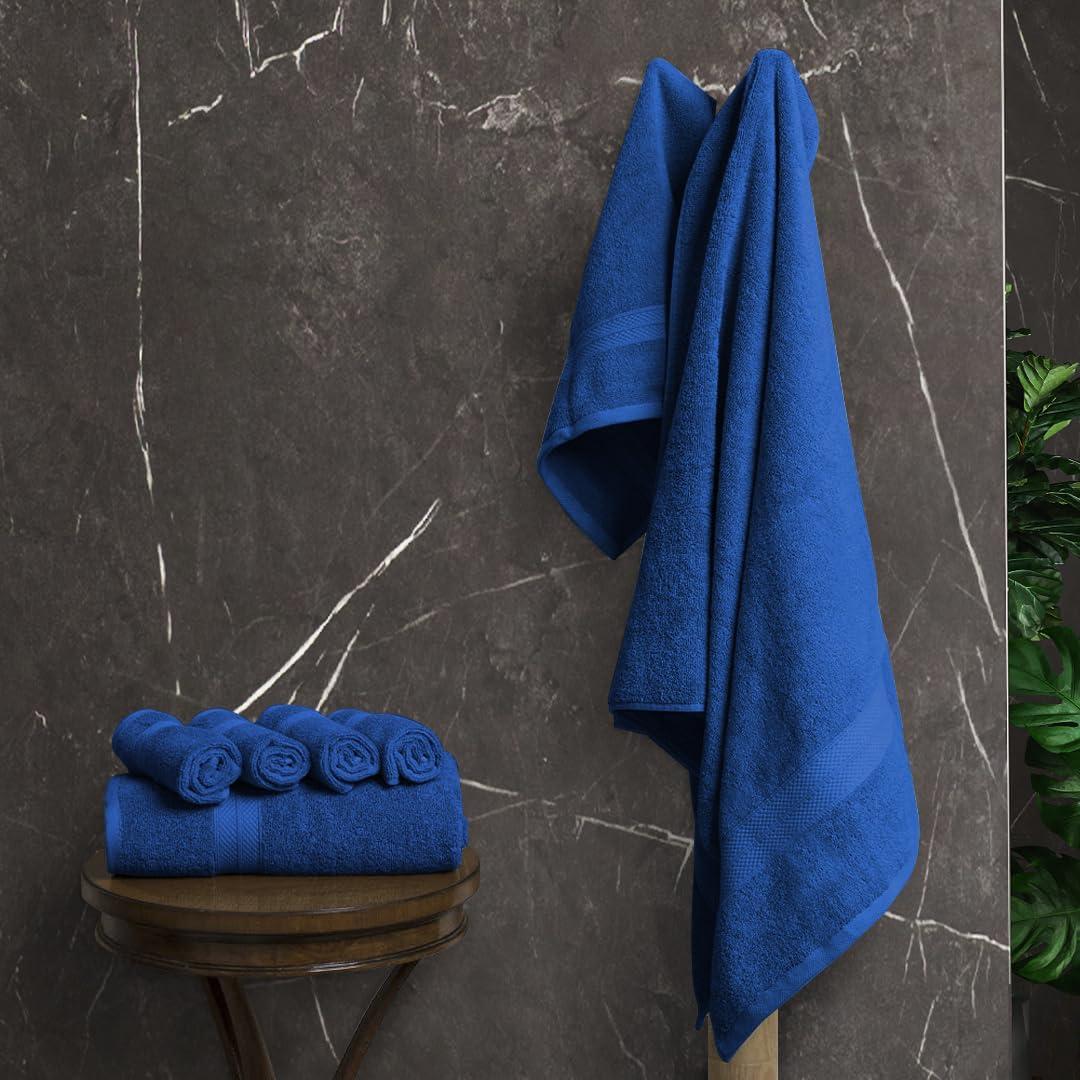 Juego de Toallas de Baño Avalon 8 Piezas 100% Algodón Azul Real