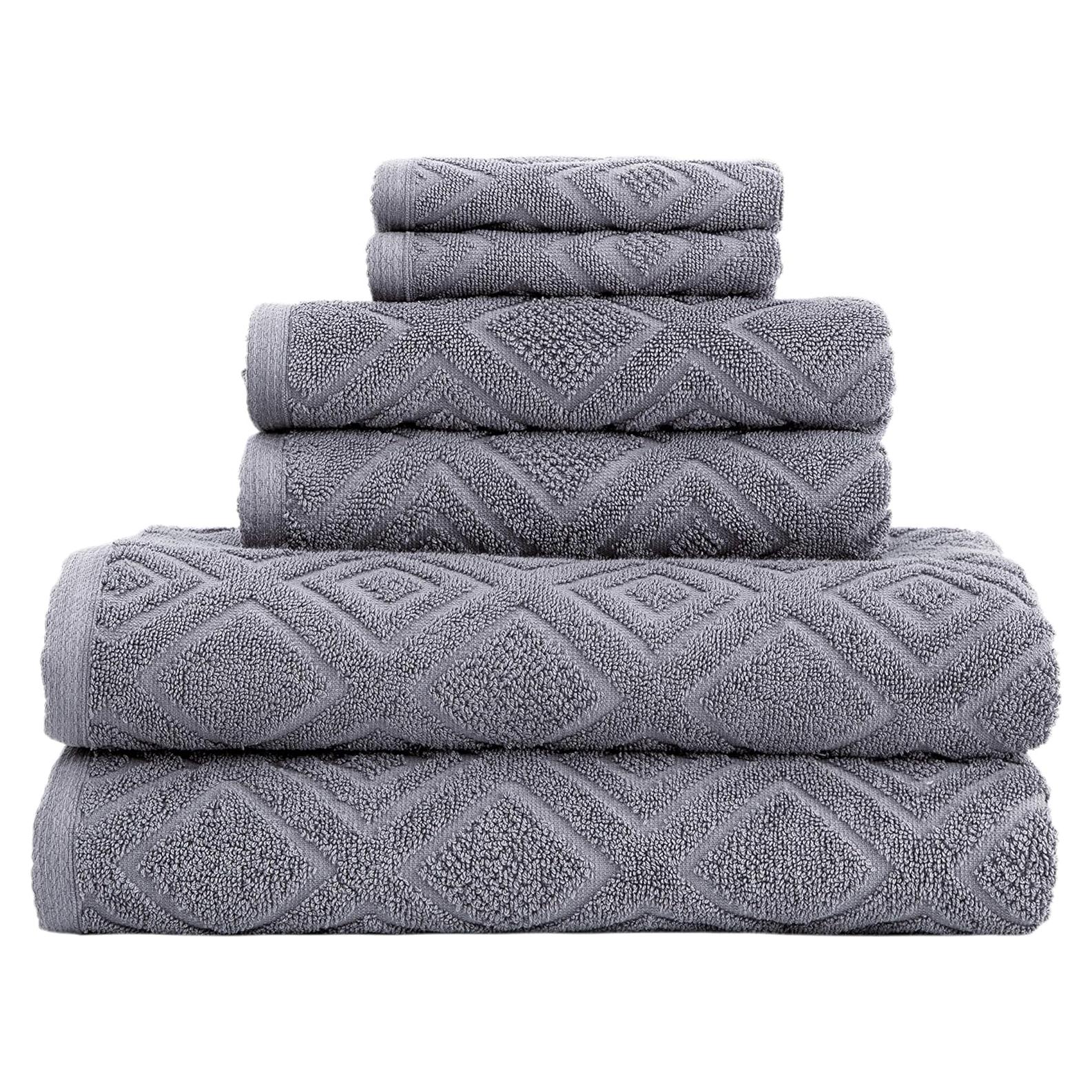 Juego de Toallas de Lujo Classic Turkish 6 Piezas Algodón Gris