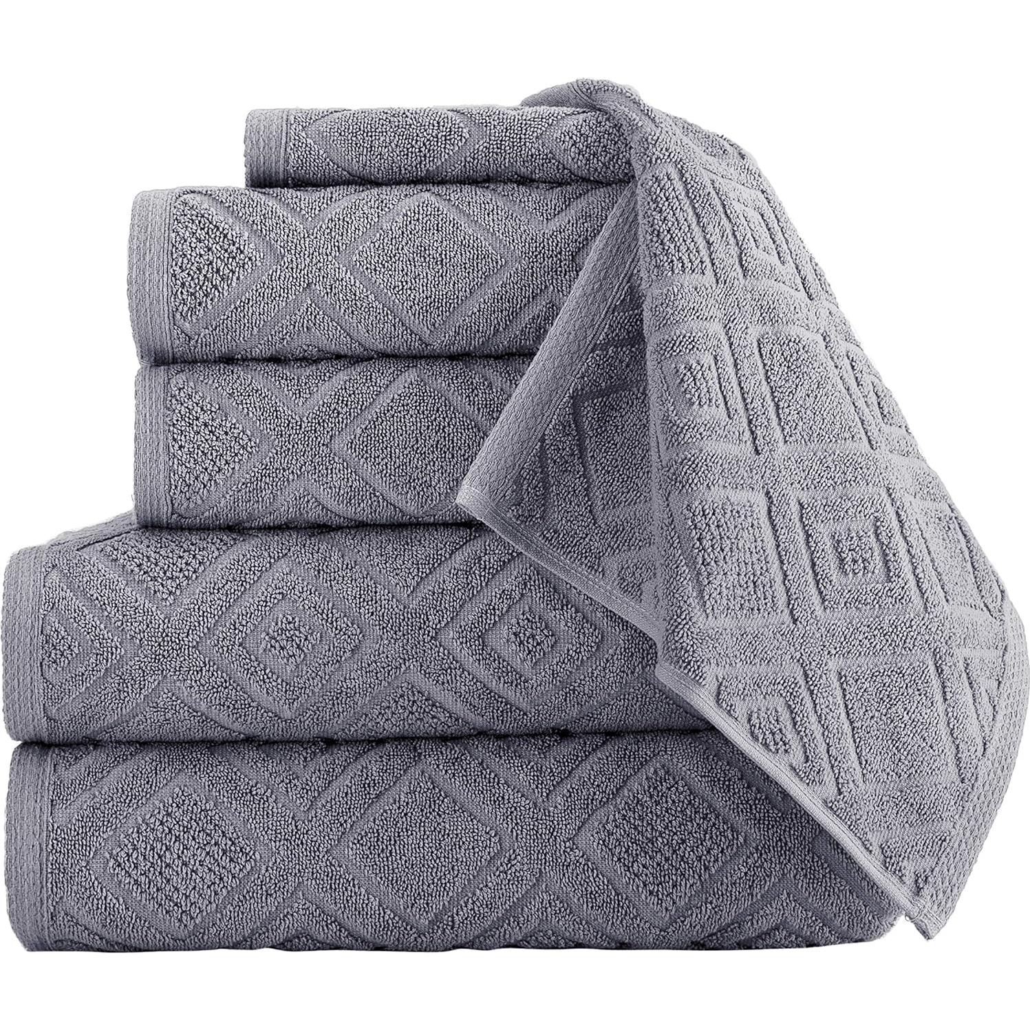 Juego de Toallas de Lujo Classic Turkish 6 Piezas Algodón Gris