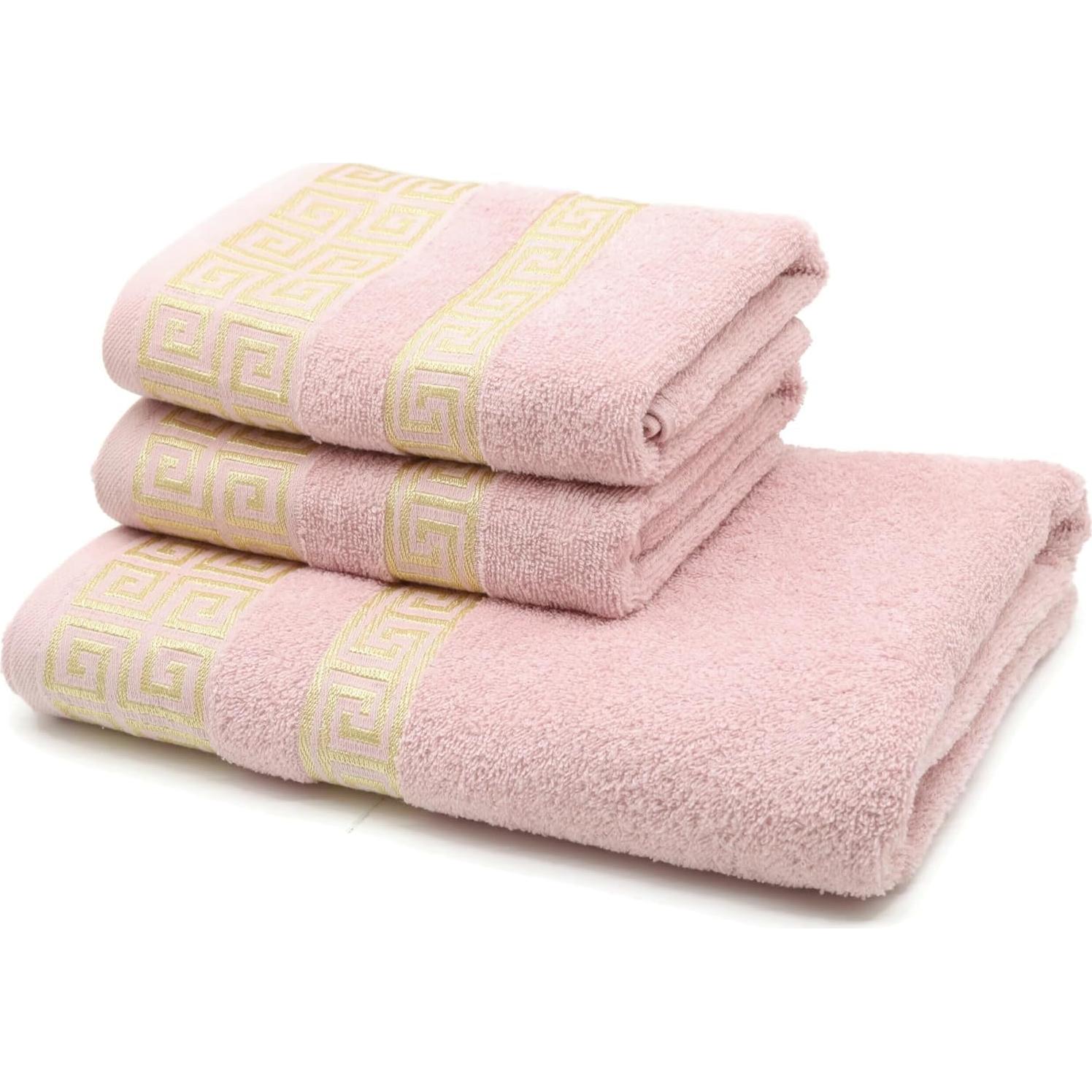 Juego de Toallas de Lujo 3 Piezas Jacob Bicerri Rosa 100% Algodón