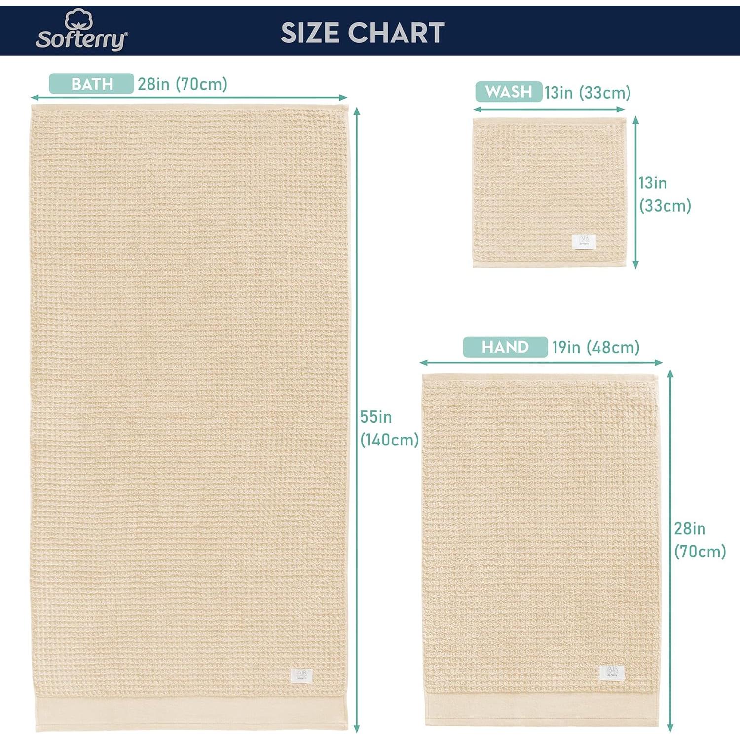 Juego de Toallas de Baño Softerry Waffle 100% Algodón Natural