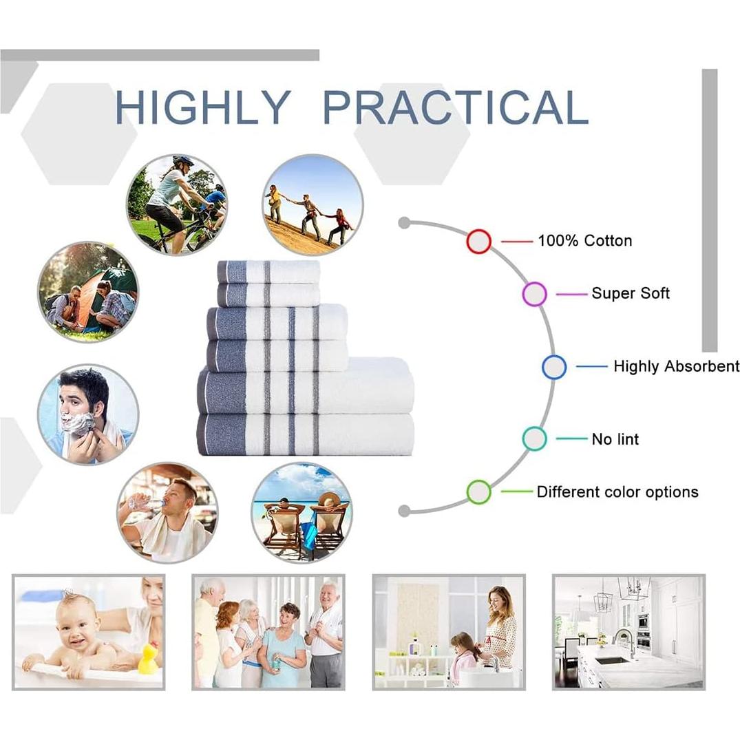 Juego de Toallas CASA COPENHAGEN 6 Piezas Algodón 500 GSM