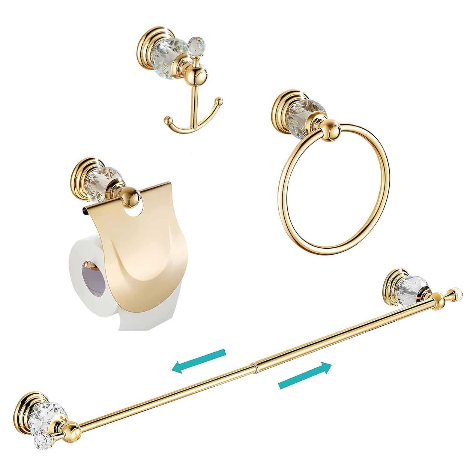 Juego de Barra de Toalla Dorada WINCASE, Ajustable 47-78cm