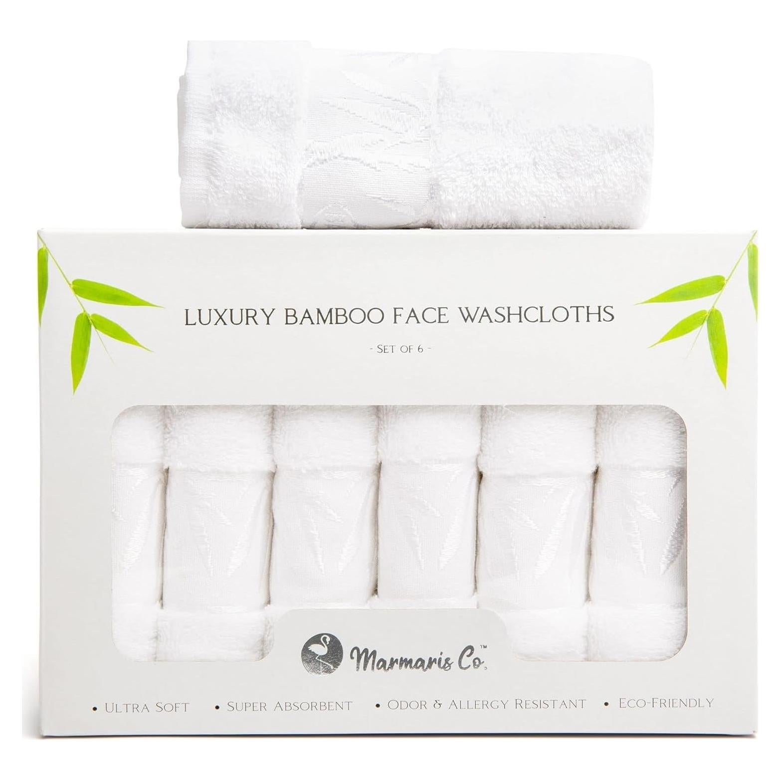 Juego de 6 Toallas de Cara Marmaris Co. de Bambú y Algodón 30.5 cm