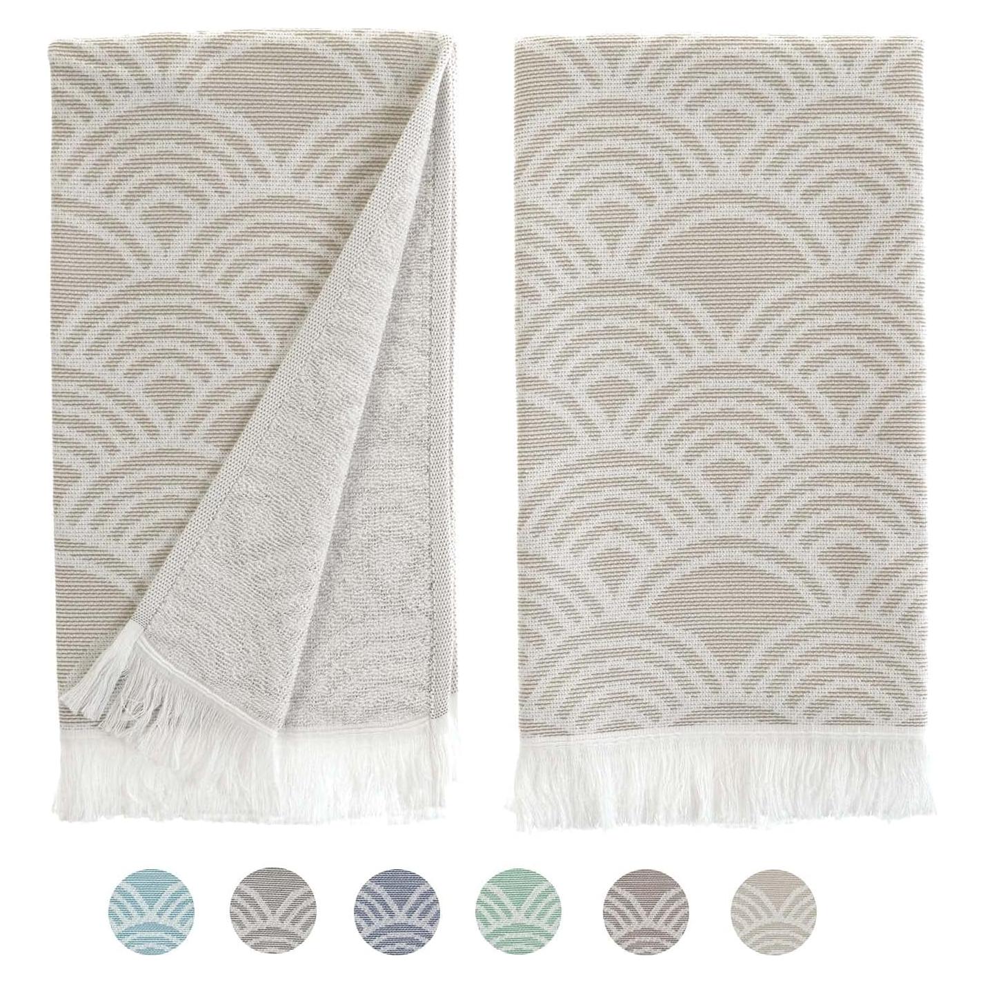 Juego de 2 Toallas de Mano Turcas Sea Me at Home 35x76cm Olas Beige