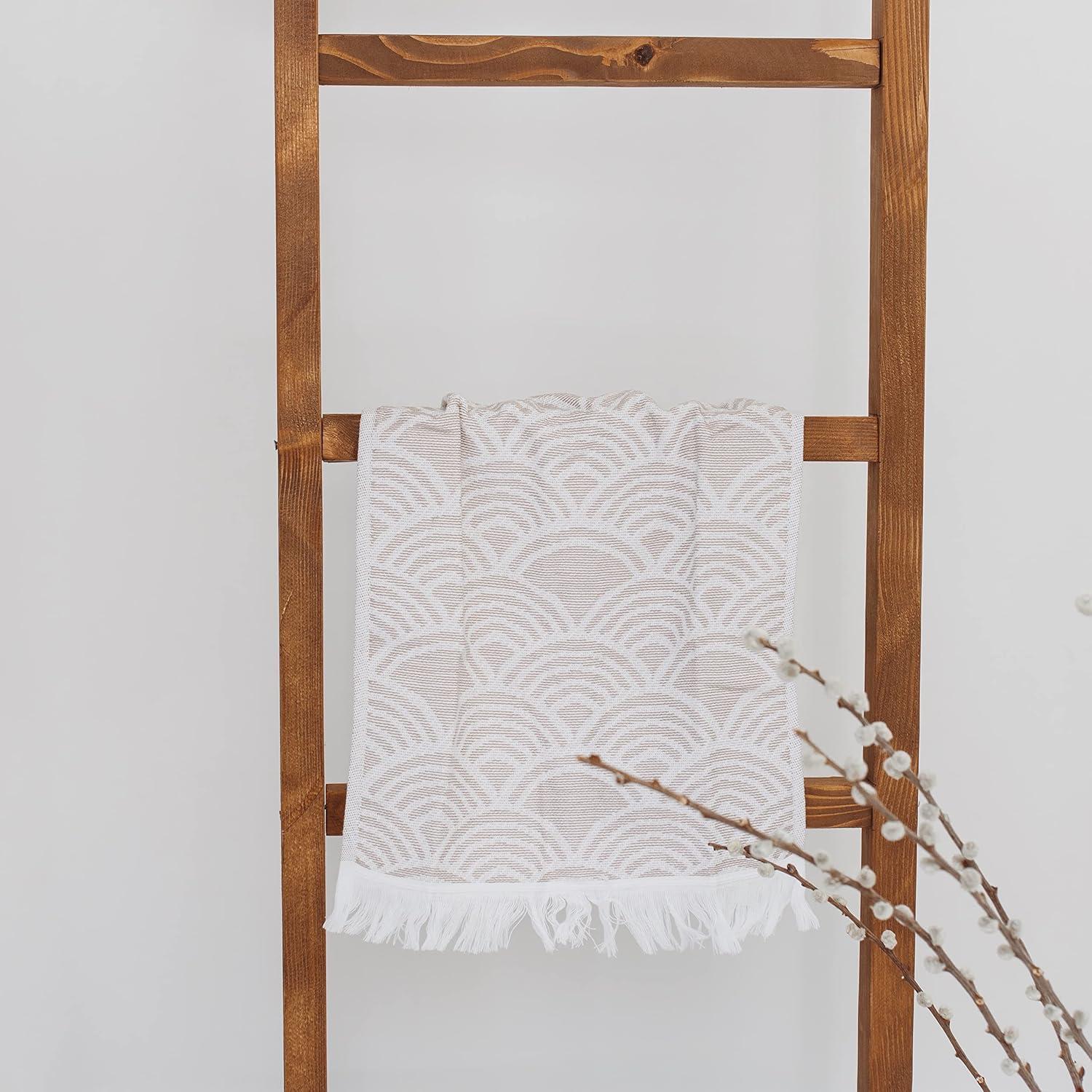 Juego de 2 Toallas de Mano Turcas Sea Me at Home 35x76cm Olas Beige