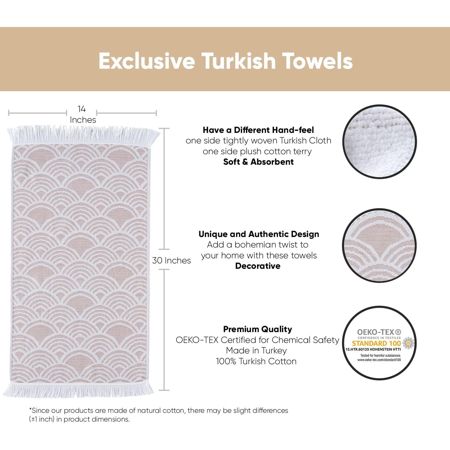 Juego de 2 Toallas de Mano Turcas Sea Me at Home 35x76cm Olas Beige