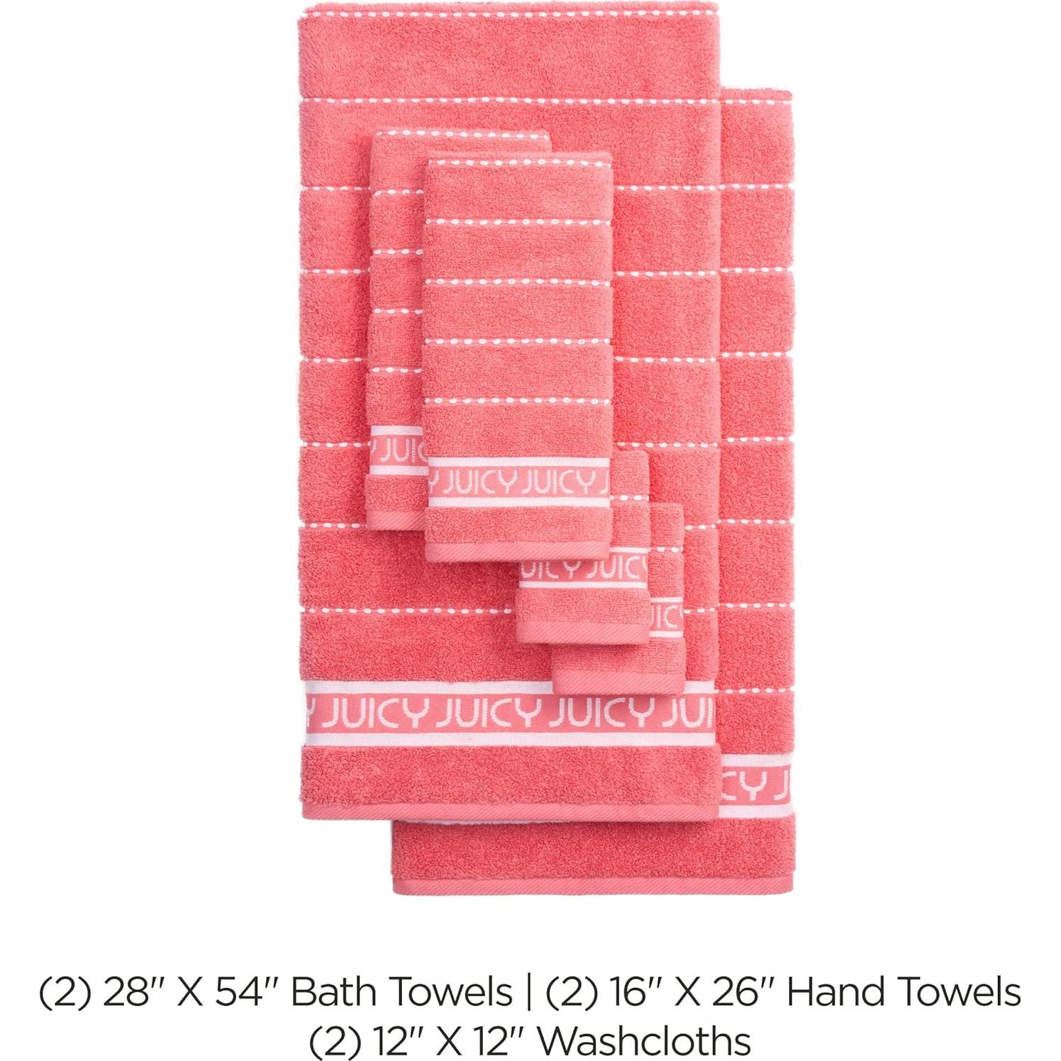 Juego de Toallas de Baño 6 Piezas Juicy Couture Coral Rosa