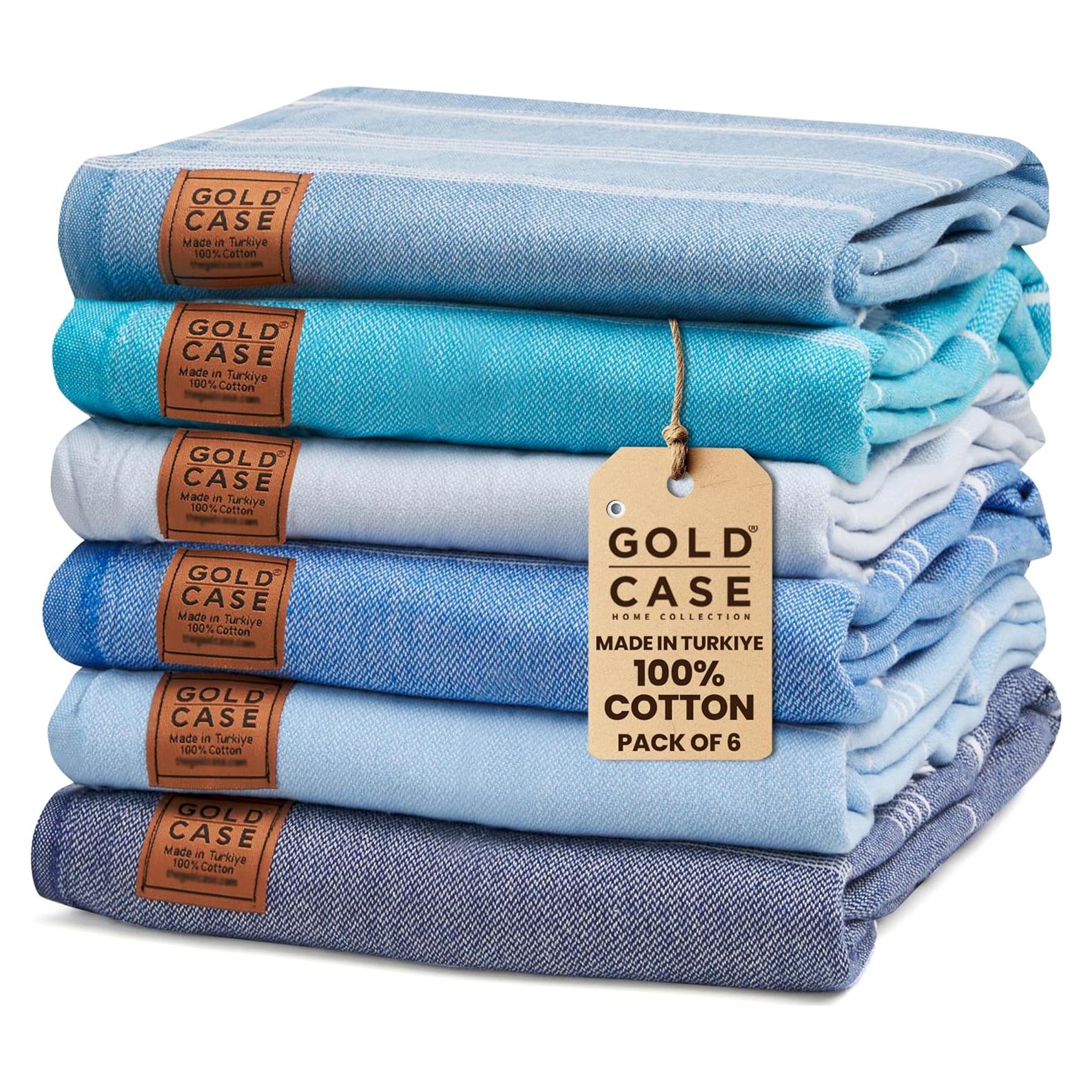 Juego de Toallas de Playa LYCIA Gold Case 6 Piezas 100% Algodón