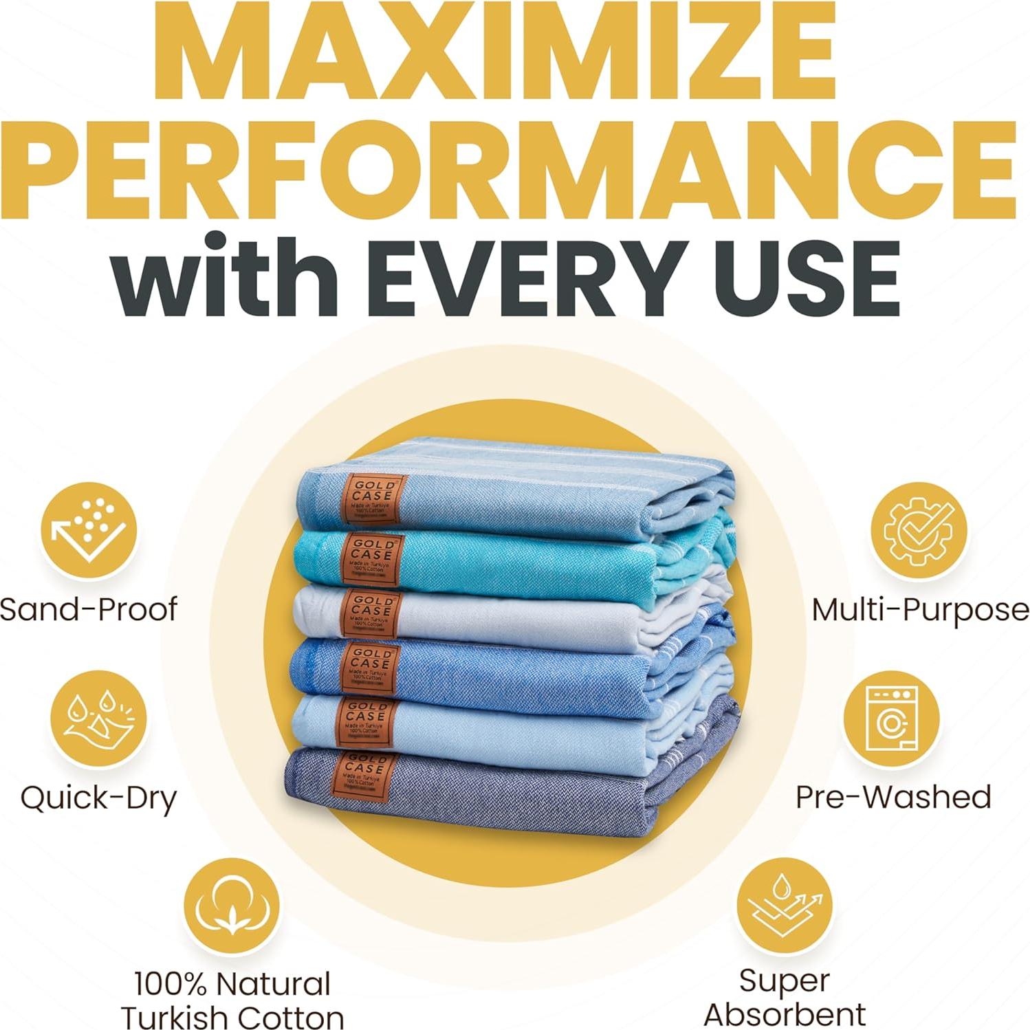 Juego de Toallas de Playa LYCIA Gold Case 6 Piezas 100% Algodón