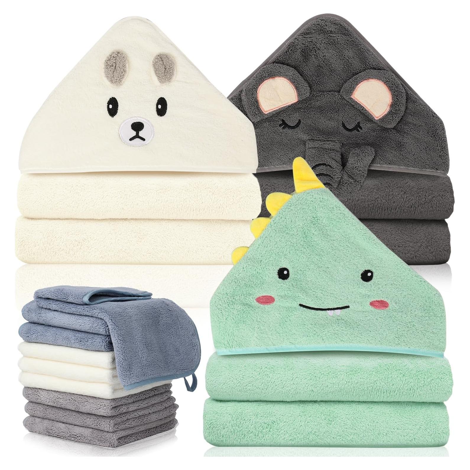 Juego de 12 Toallas con Capucha Sublaga para Bebés 80x80 cm