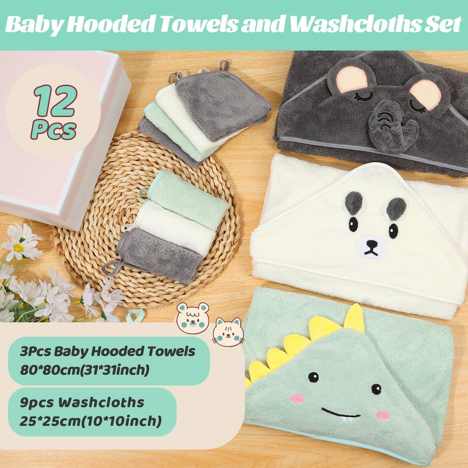 Juego de 12 Toallas con Capucha Sublaga para Bebés 80x80 cm