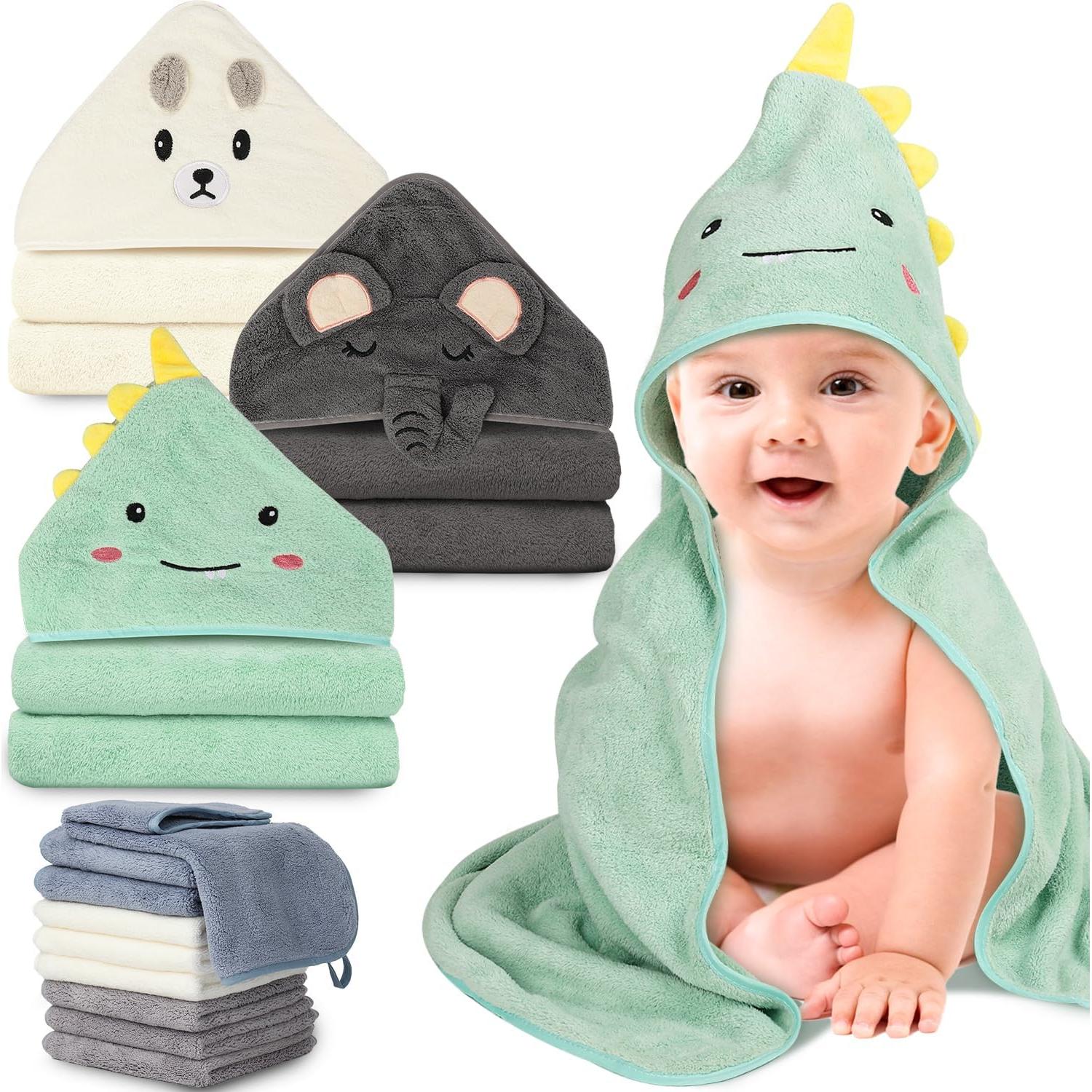 Juego de 12 Toallas con Capucha Sublaga para Bebés 80x80 cm