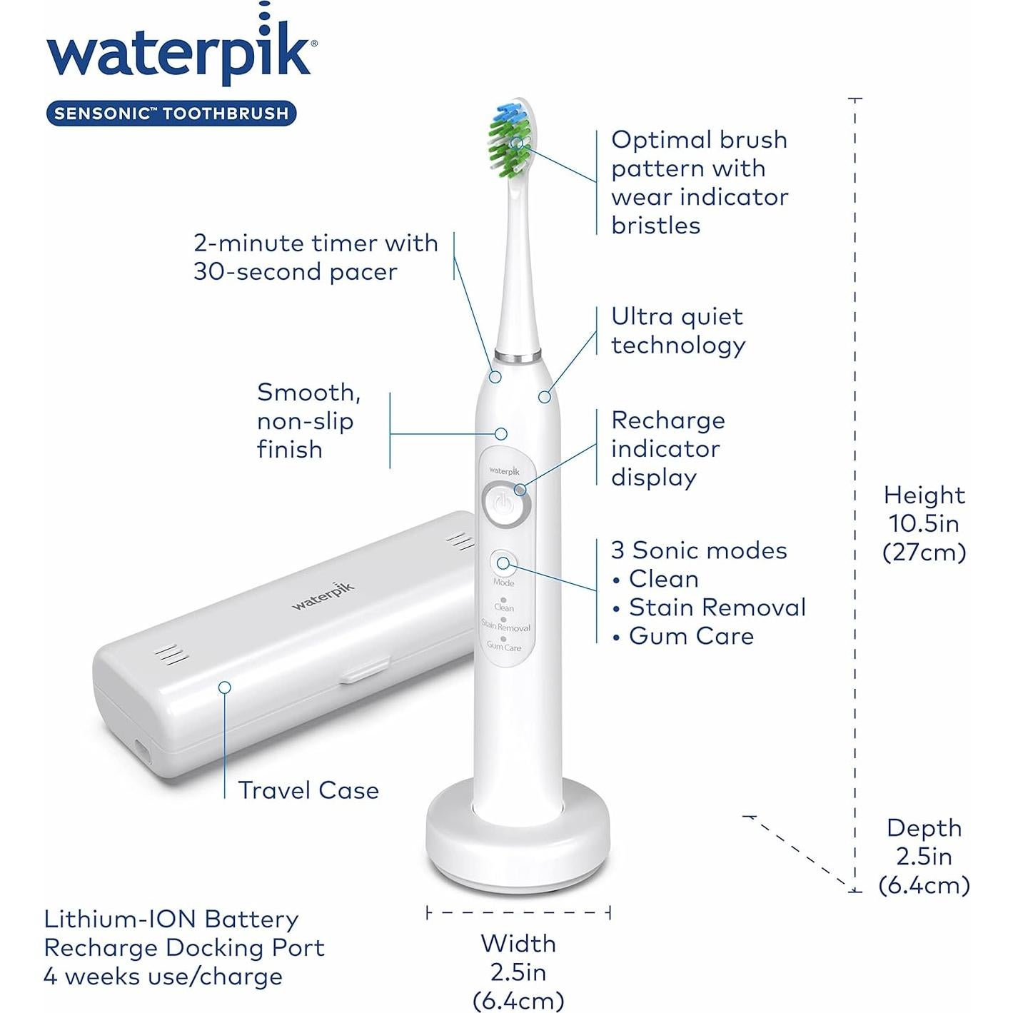 Cepillo de dientes eléctrico Waterpik Sensonic STW-03W020 blanco
