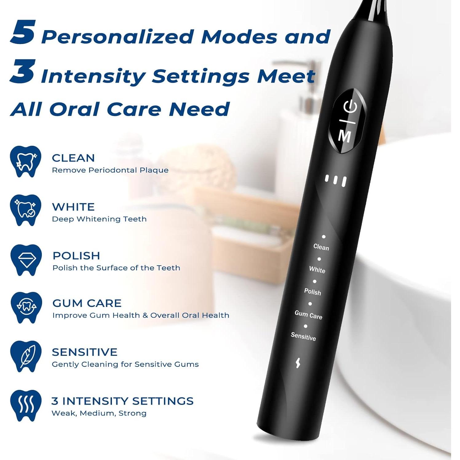 Cepillo de Dientes Eléctrico Sonic PERBOL US-D12 Negro Antiguo