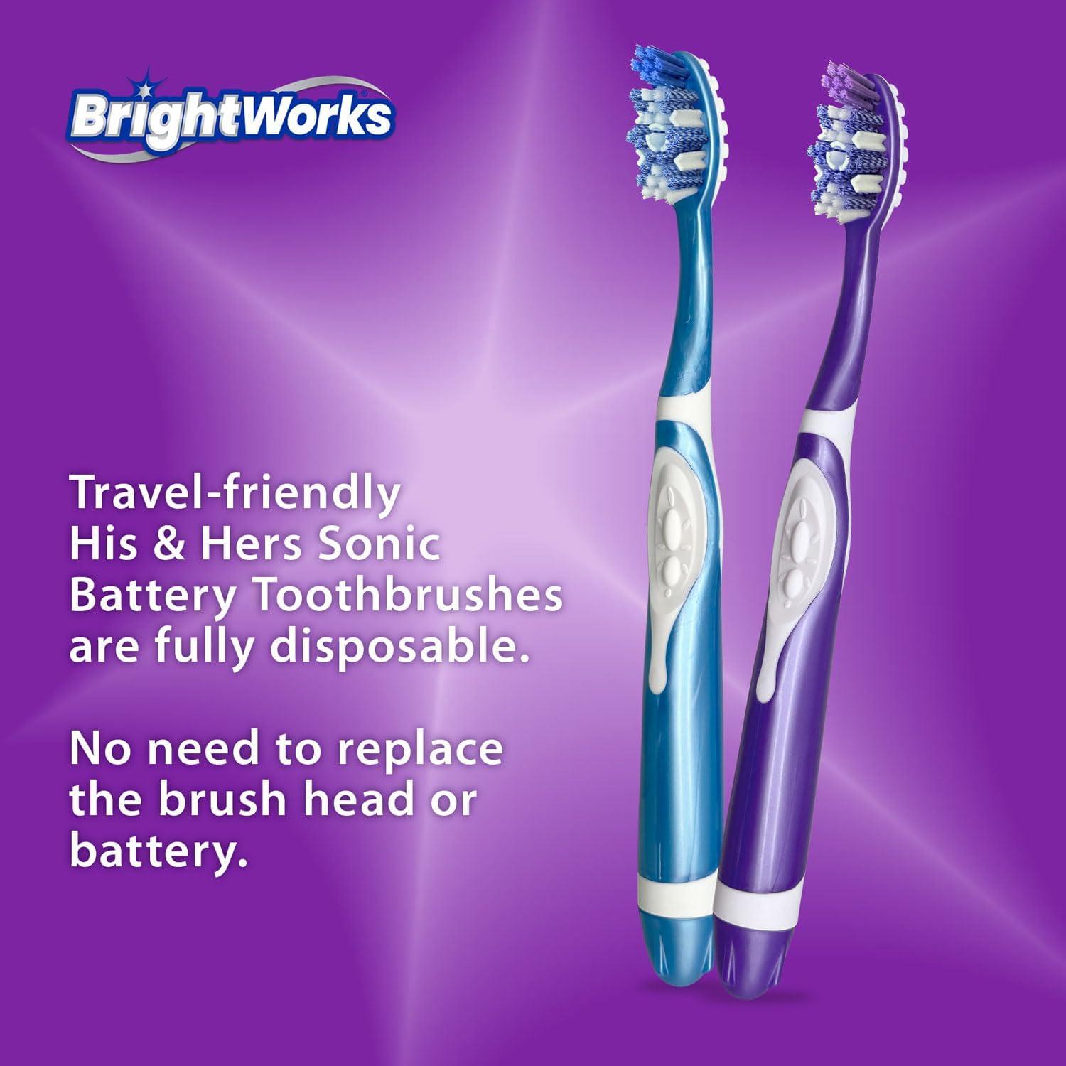 Cepillo de dientes eléctrico BrightWorks Sonic a pilas - 2 unidades