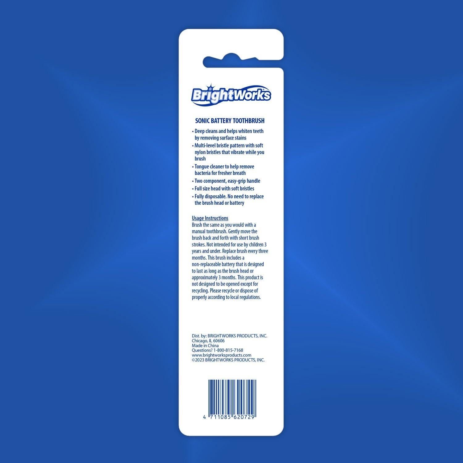 Cepillo de dientes eléctrico BrightWorks Sonic a pilas - 2 unidades