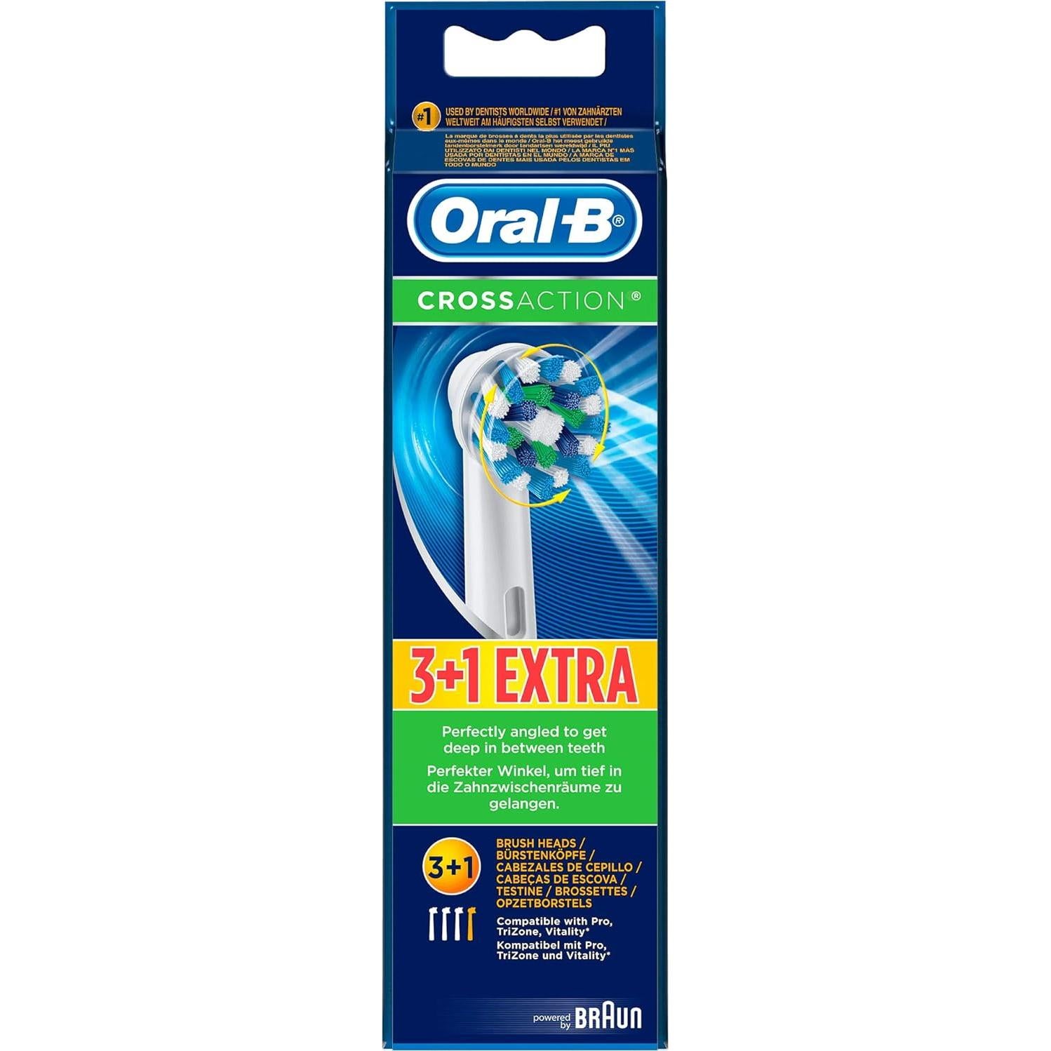 Cabezas de cepillo Oral B Cross Action - 4 unidades con cerdas antibacterianas