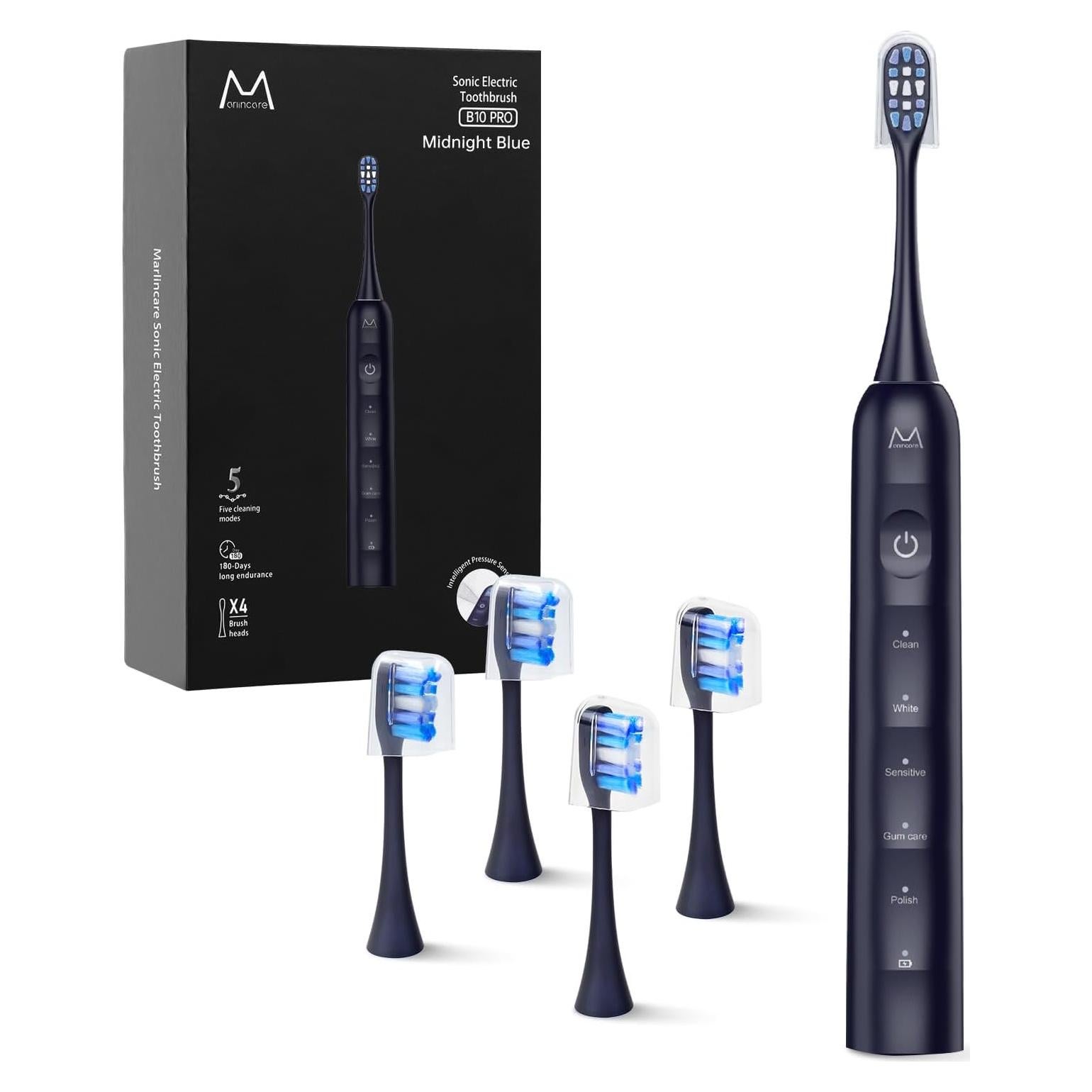 Cepillo de Dientes Eléctrico Sonic Marlincare B10PRO - 5 Modos, 180 Días Batería