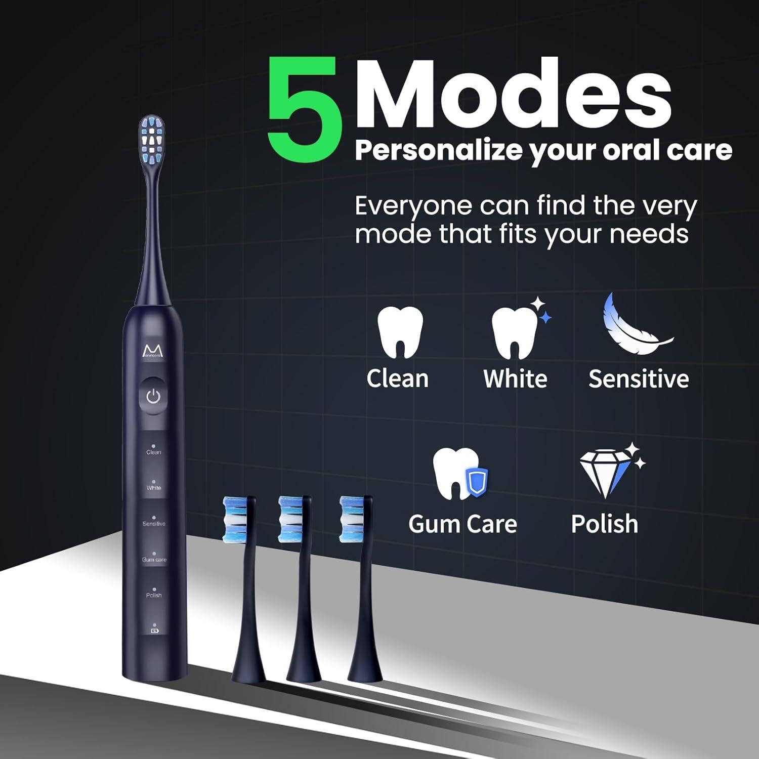 Cepillo de Dientes Eléctrico Sonic Marlincare B10PRO - 5 Modos, 180 Días Batería
