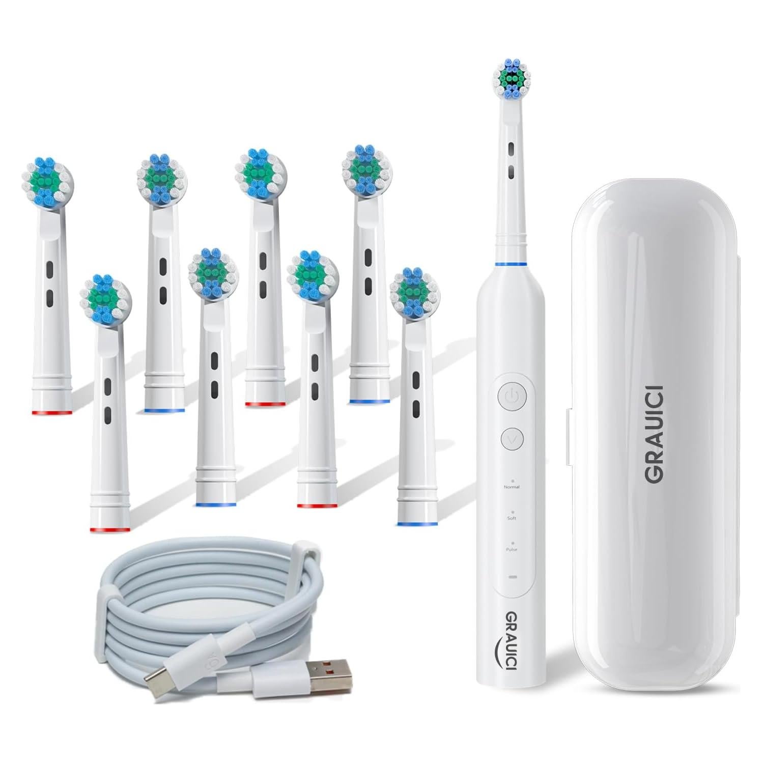 Cepillo de dientes eléctrico GRAUICI con 8 cabezales y 3 modos
