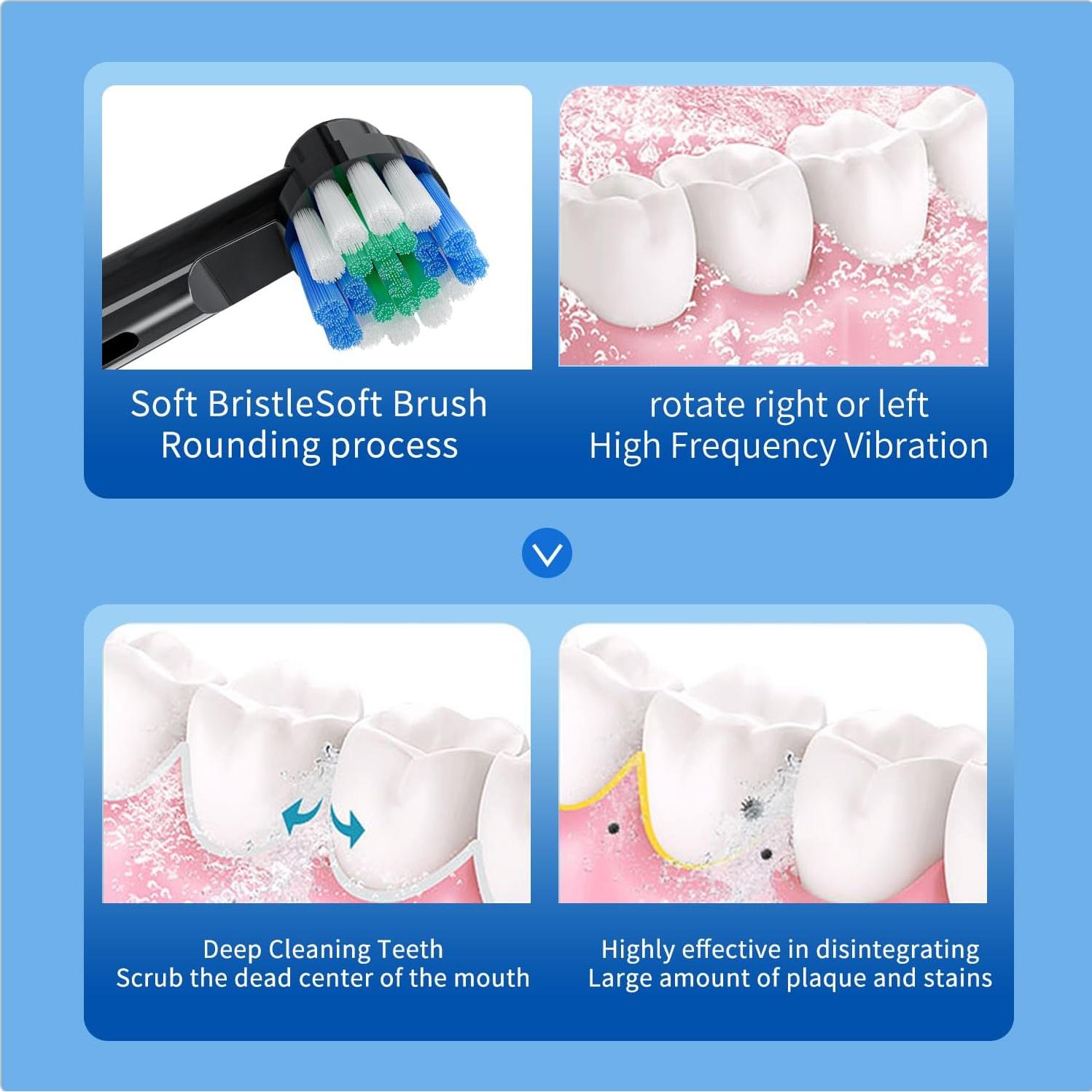 Cepillo de dientes eléctrico GRAUICI con 8 cabezales y 3 modos