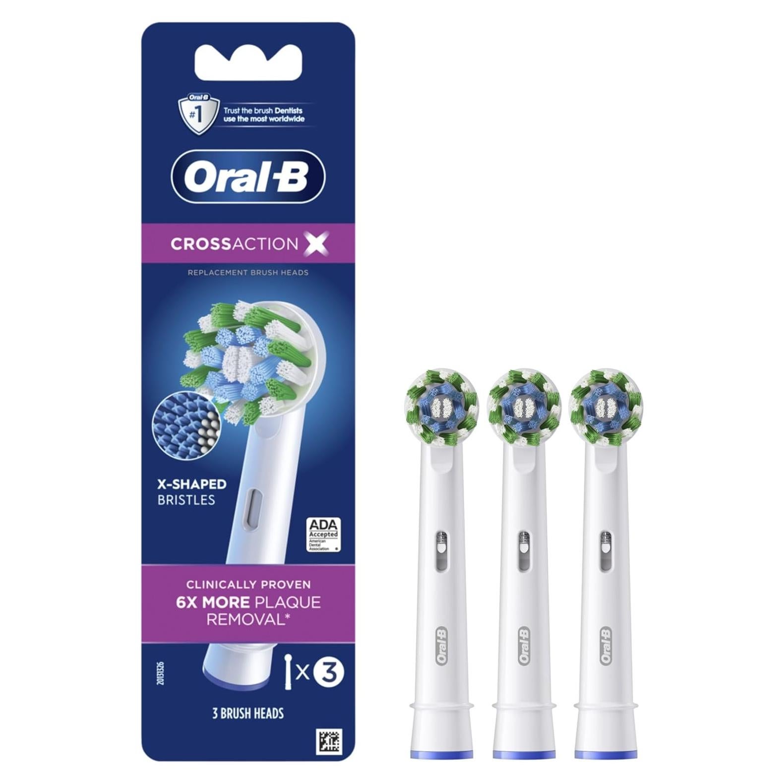 Cabezas de cepillo Oral-B Cross Action, 3 unidades, limpieza superior