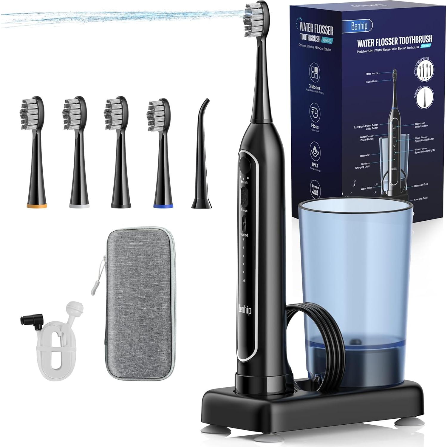 Hilo Dental Eléctrico y Cepillo Sonic Benhip - 3 Modos, IPX7