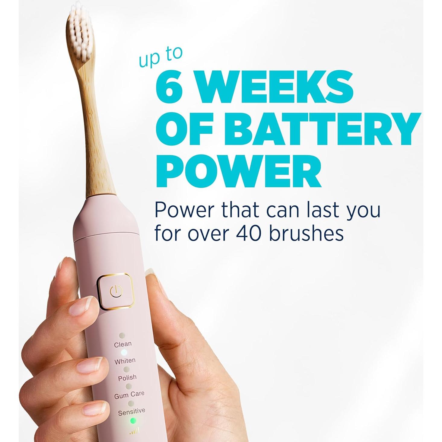 Cepillo de Dientes Eléctrico Lumineux de Bambú Rosa - 2 Cabezas