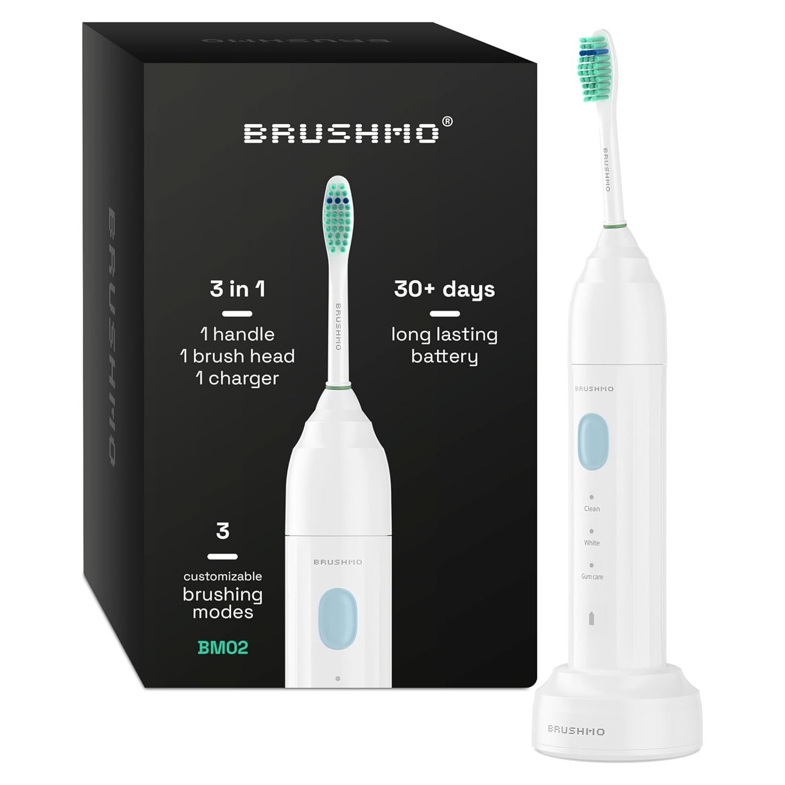 Cepillo de dientes eléctrico Brushmo e-Series - Blanco, 3 modos